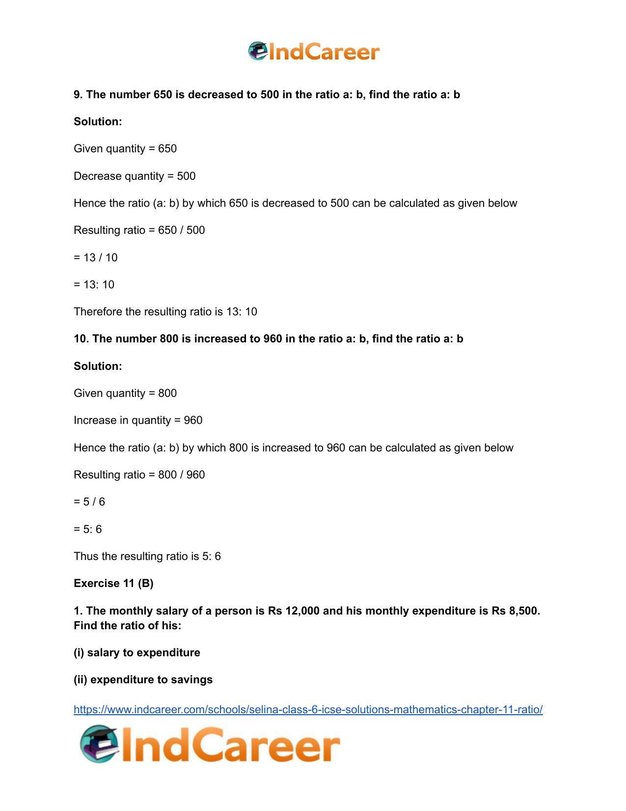 Selina Class 6 ICSE Solutions Mathematics : Chapter 11- Ratio - Page 40