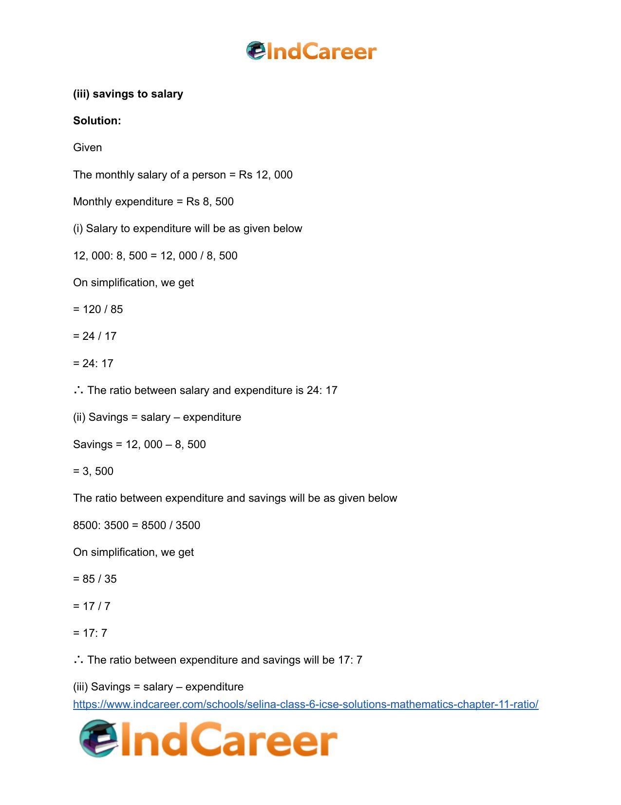 Selina Class 6 ICSE Solutions Mathematics : Chapter 11- Ratio - Page 41