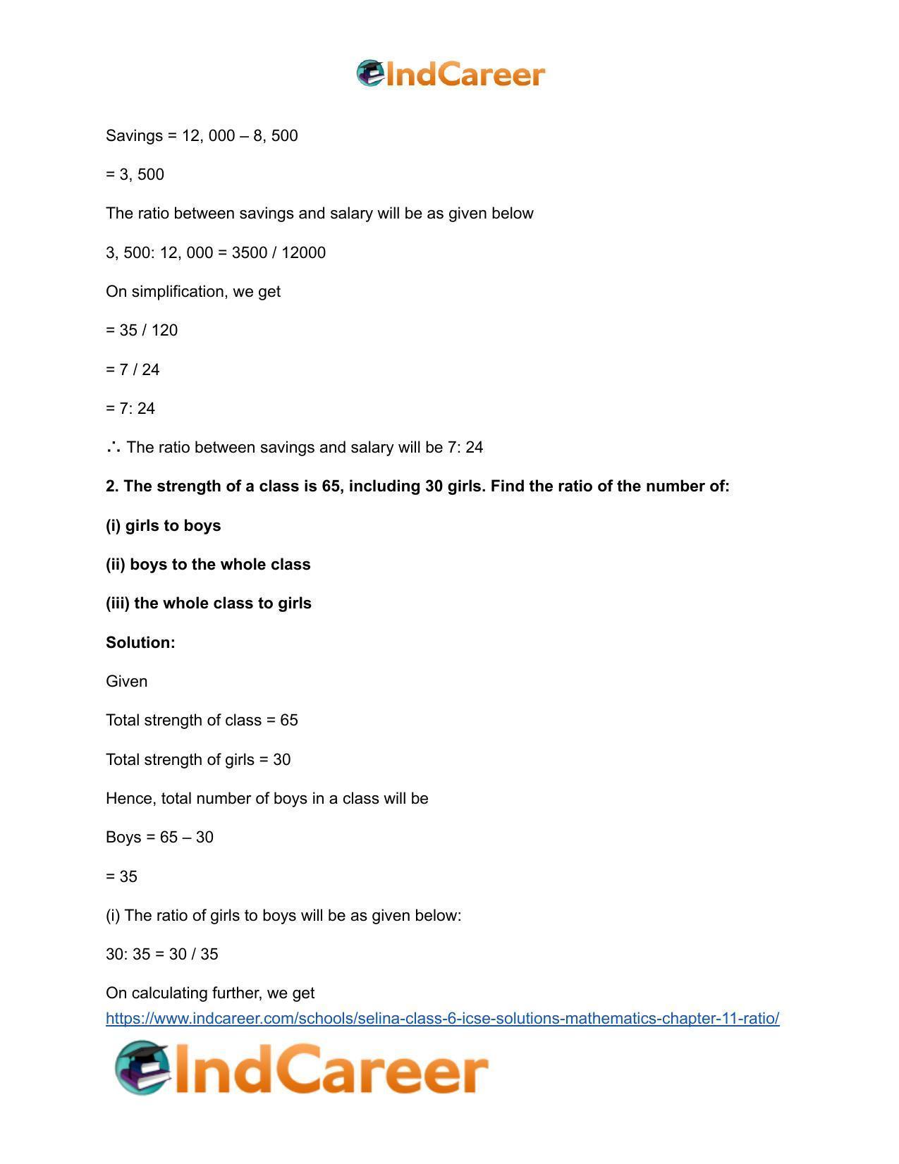 Selina Class 6 ICSE Solutions Mathematics : Chapter 11- Ratio - Page 42