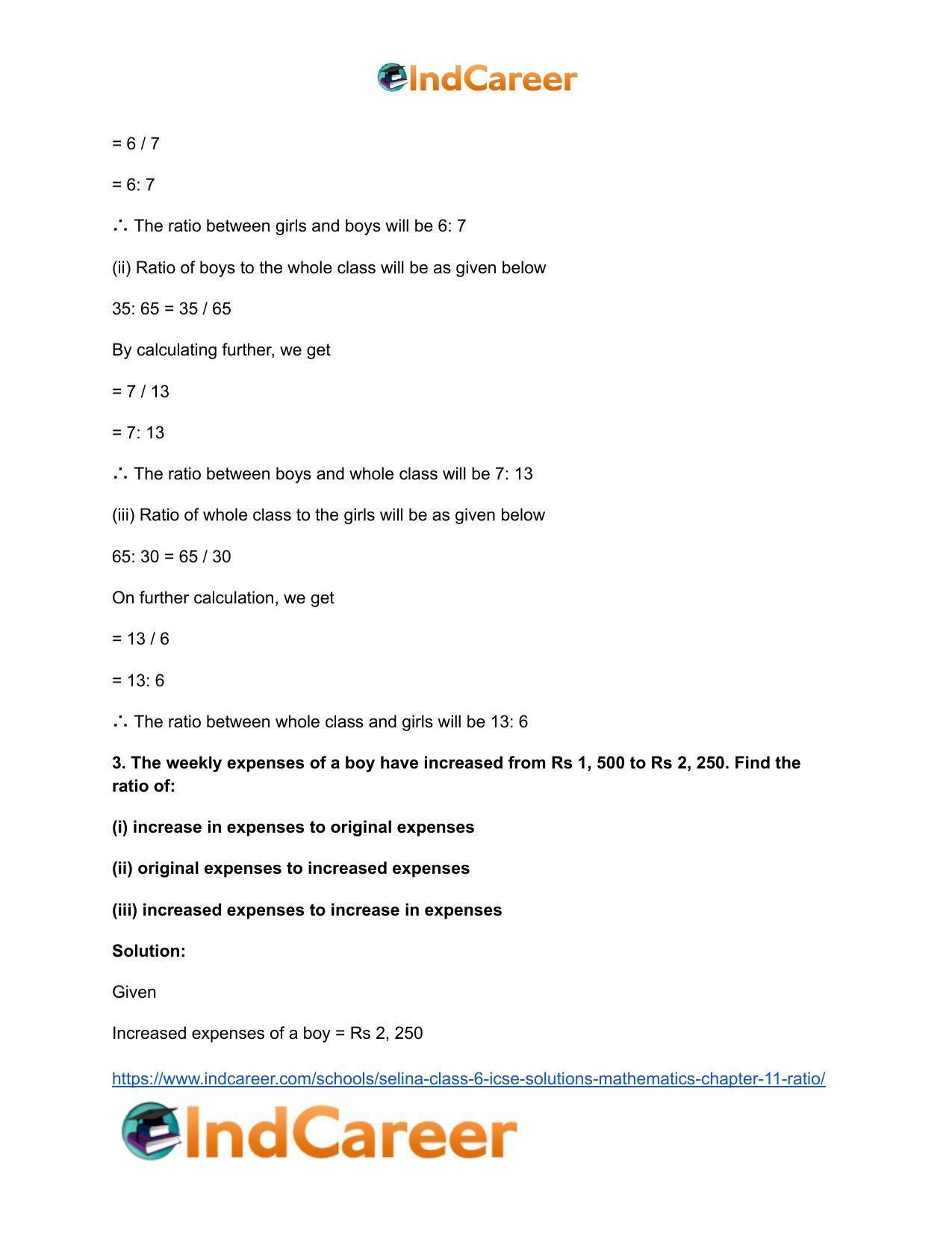 Selina Class 6 ICSE Solutions Mathematics : Chapter 11- Ratio - Page 43