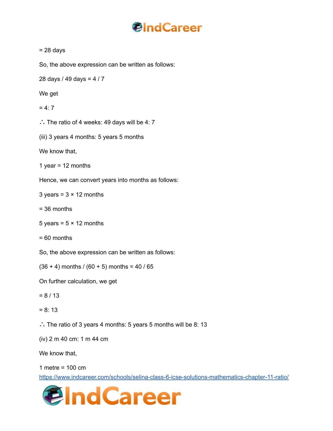 Selina Class 6 ICSE Solutions Mathematics : Chapter 11- Ratio - Page 46