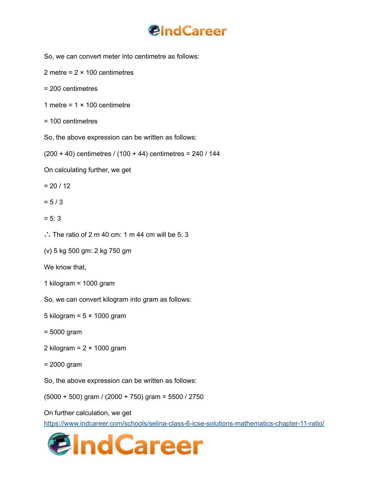 Selina Class 6 ICSE Solutions Mathematics : Chapter 11- Ratio - Page 47
