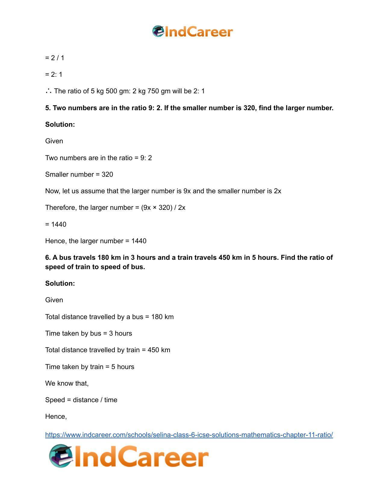 Selina Class 6 ICSE Solutions Mathematics : Chapter 11- Ratio - Page 48