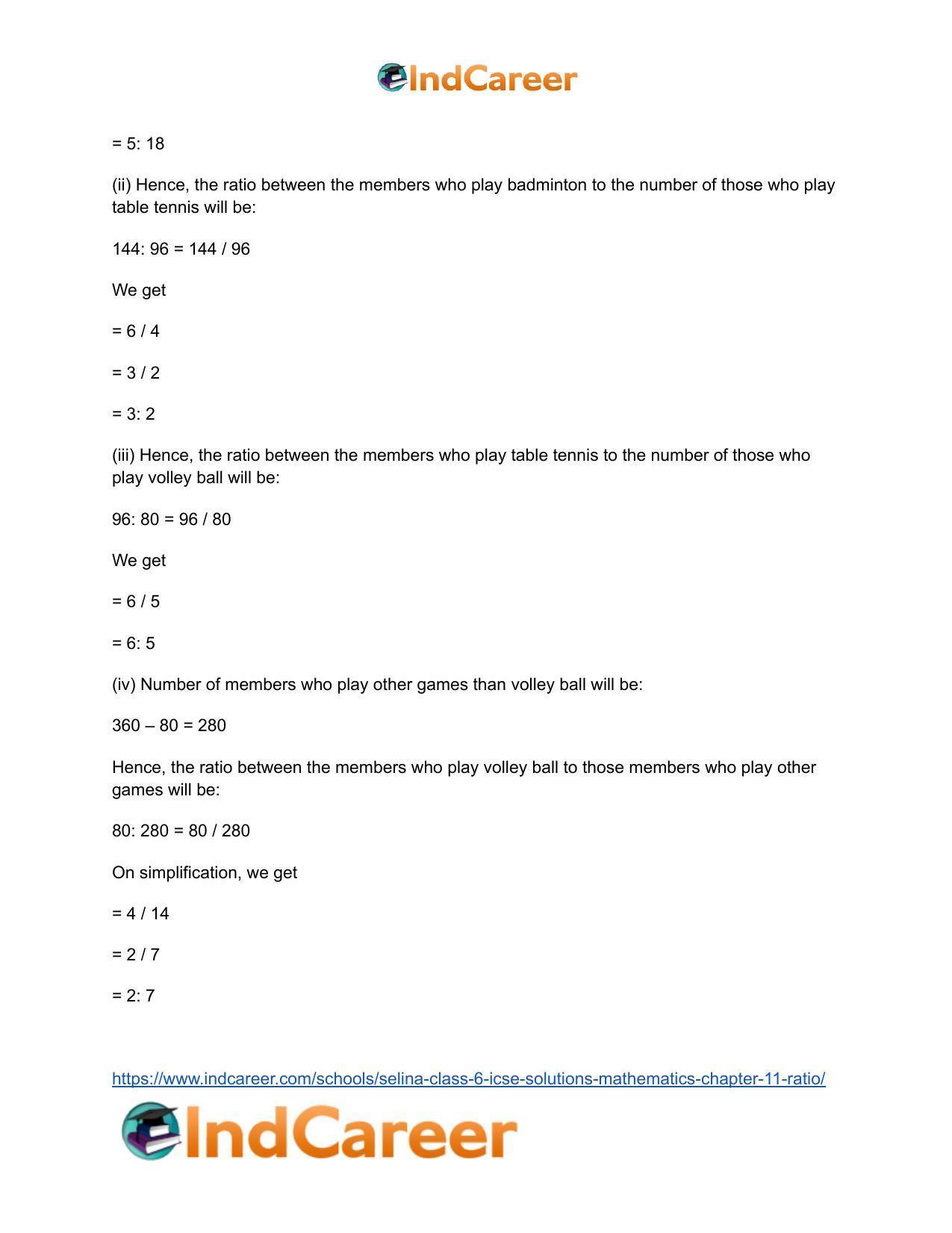 Selina Class 6 ICSE Solutions Mathematics : Chapter 11- Ratio - Page 52