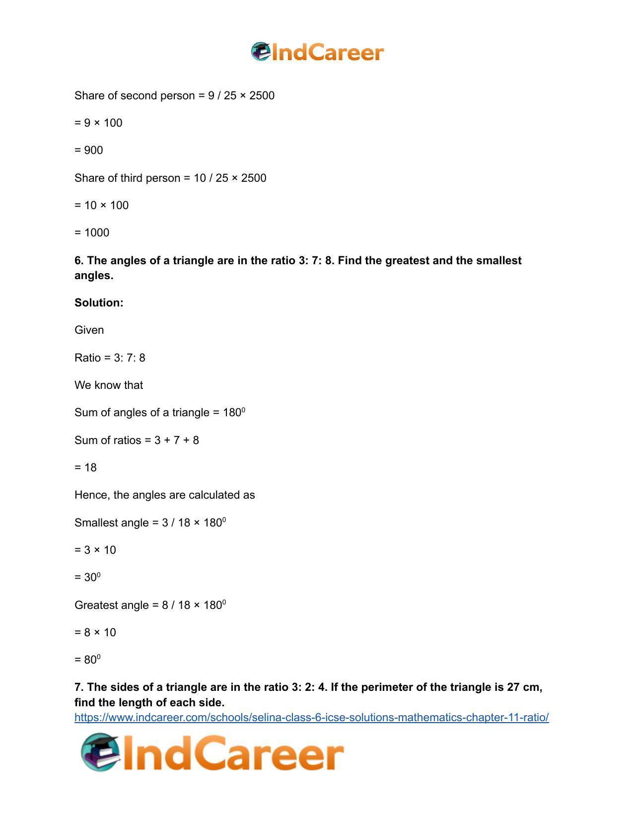 Selina Class 6 ICSE Solutions Mathematics : Chapter 11- Ratio - Page 59