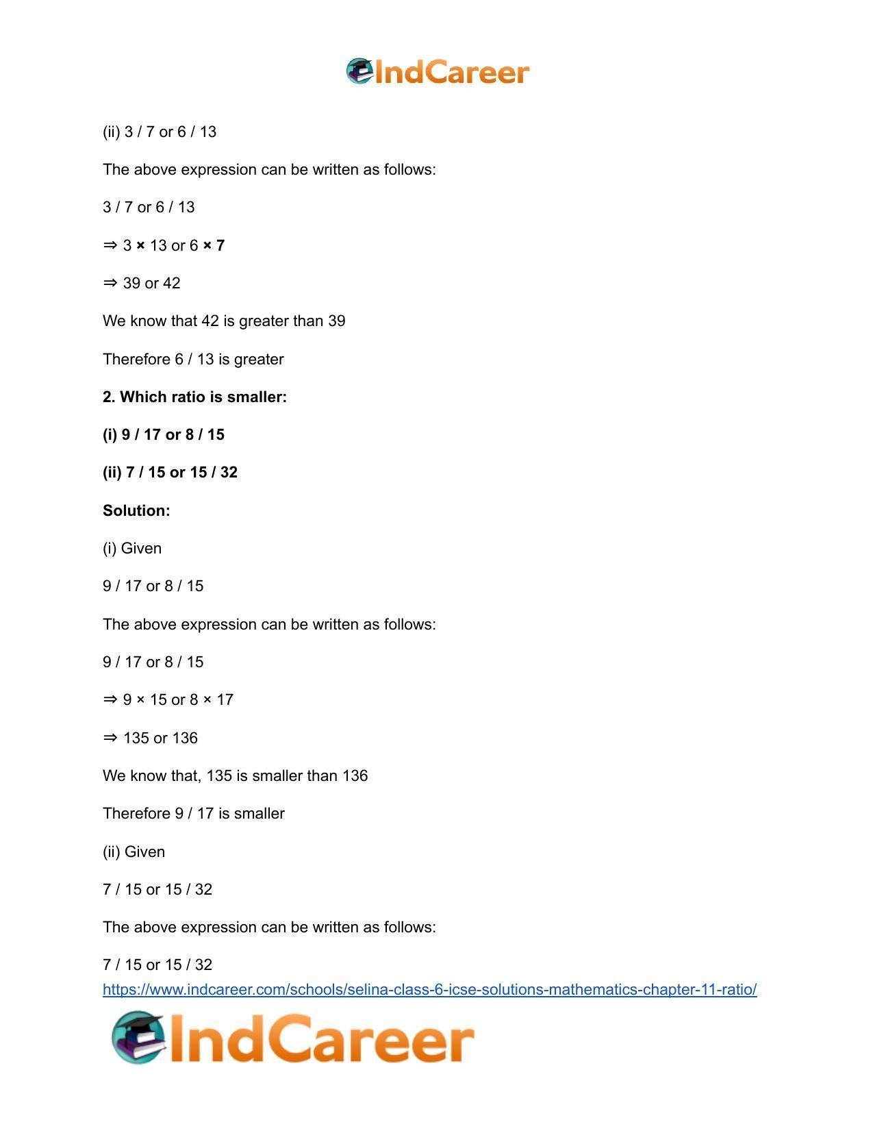 Selina Class 6 ICSE Solutions Mathematics : Chapter 11- Ratio - Page 64