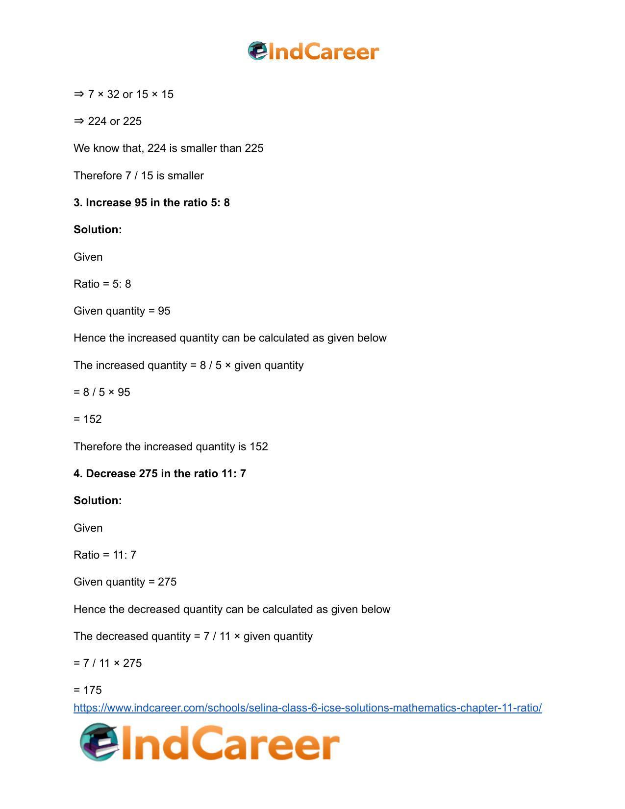 Selina Class 6 ICSE Solutions Mathematics : Chapter 11- Ratio - Page 65
