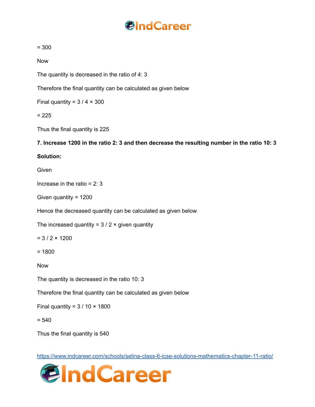 Selina Class 6 ICSE Solutions Mathematics : Chapter 11- Ratio - Page 67
