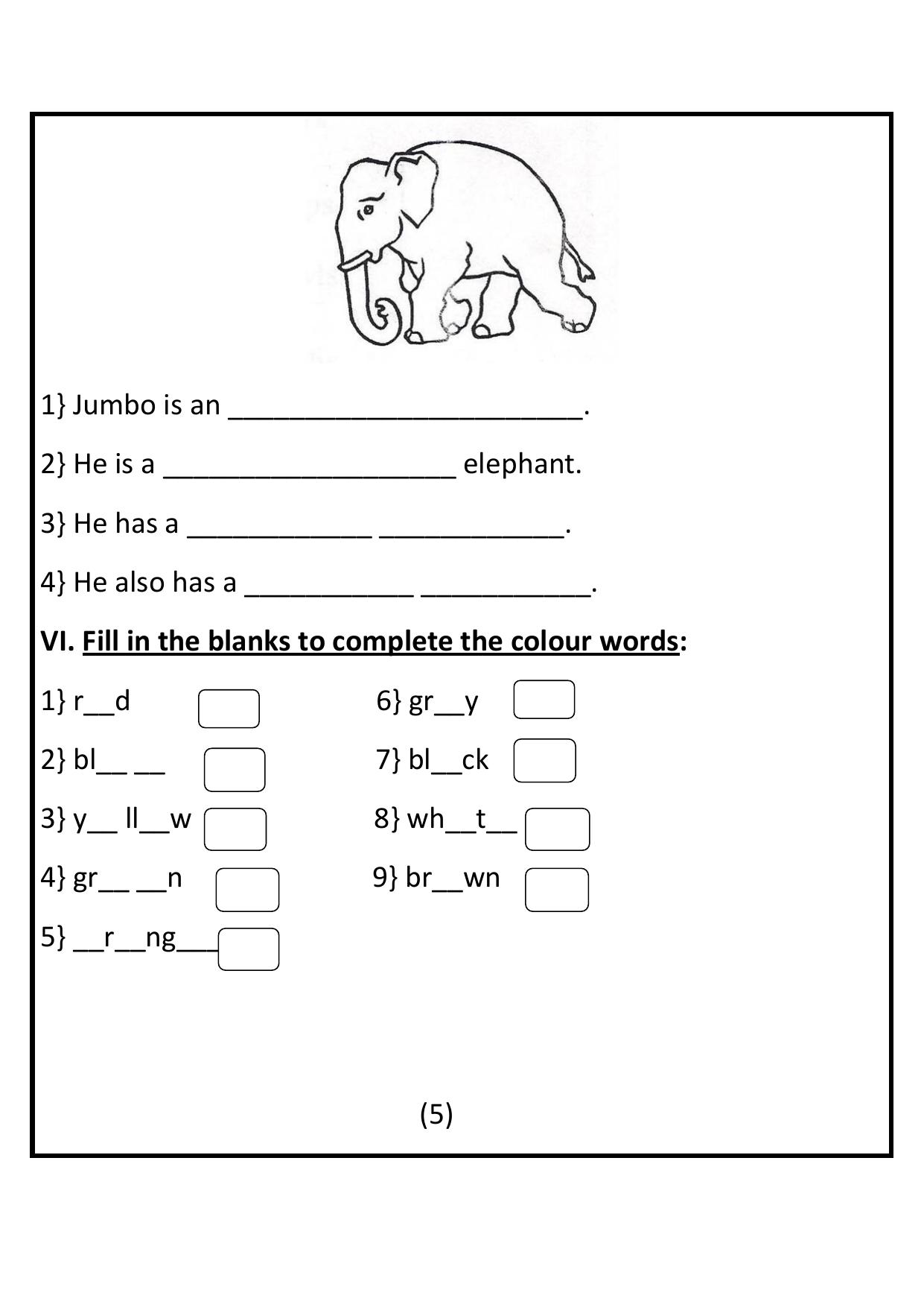 Worksheet for Class 1 English Assignment 39 - Page 5