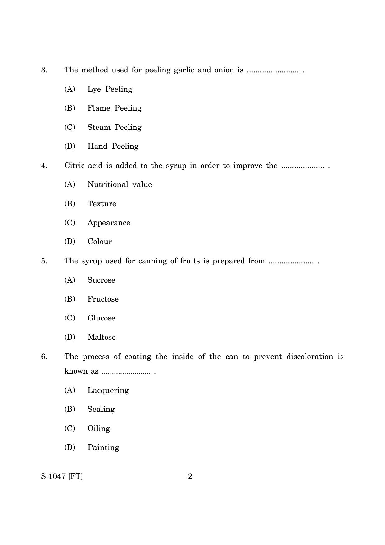 Goa Board Class 10 Food Processing (November 2022) Question Paper - Page 2