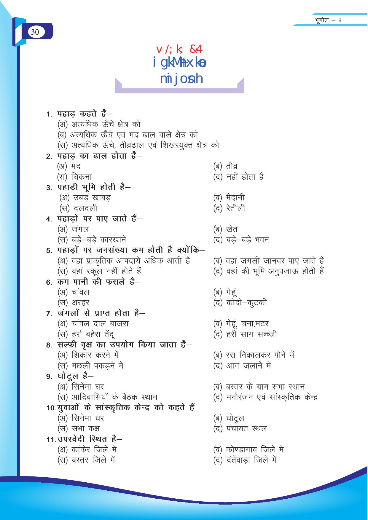 Chhattisgarh Board Class 6 SST Question Bank - Page 30