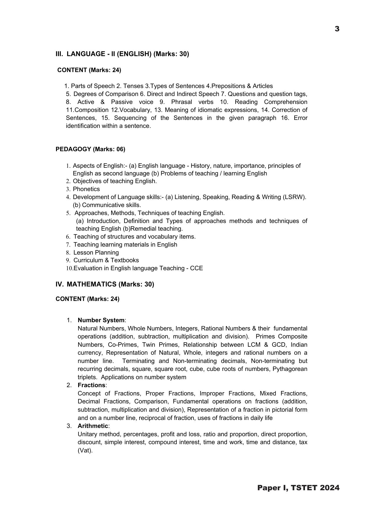 TS TET Syllabus - Paper-I (Bengali) - Page 3