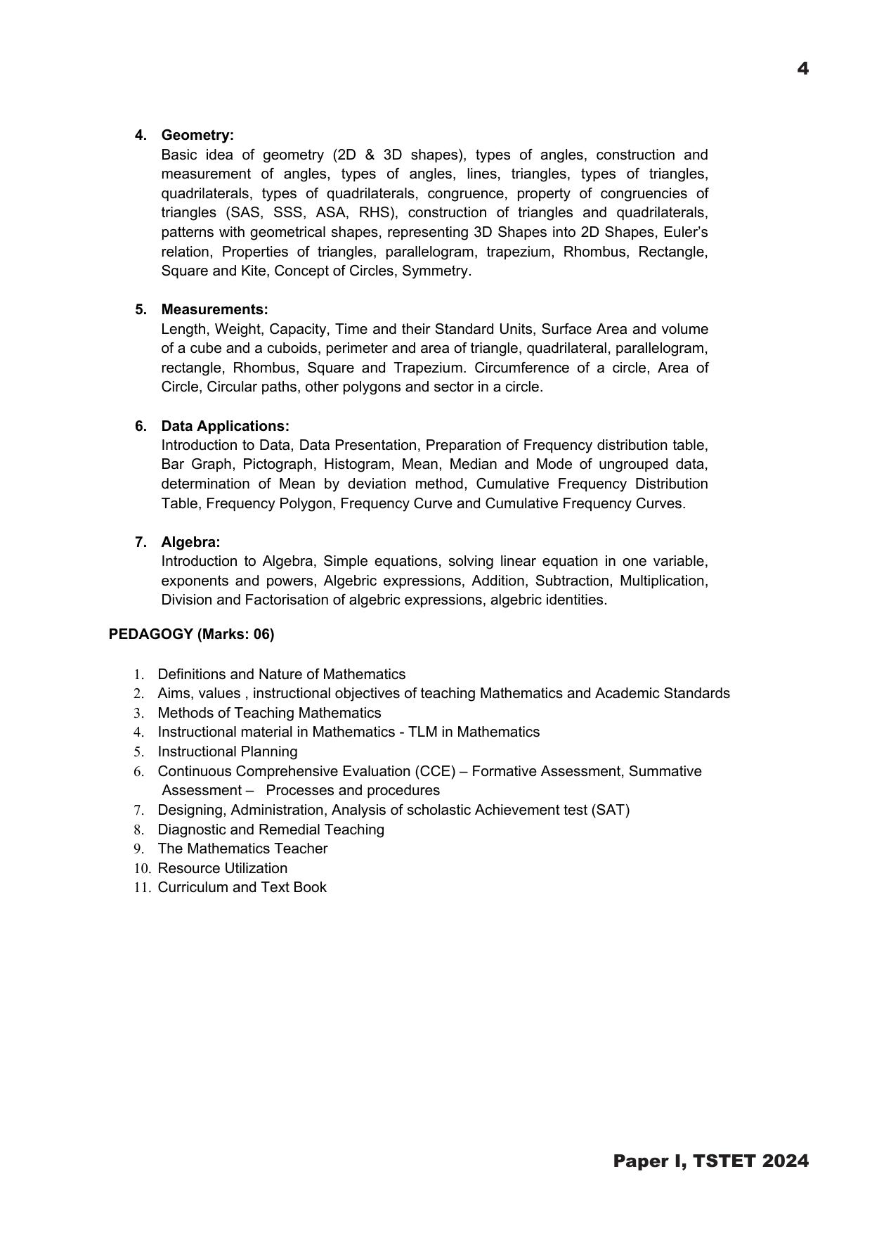 TS TET Syllabus - Paper-I (Bengali) - Page 4