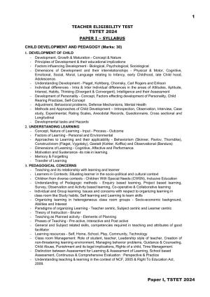 TS TET Syllabus - Paper-I (Bengali)