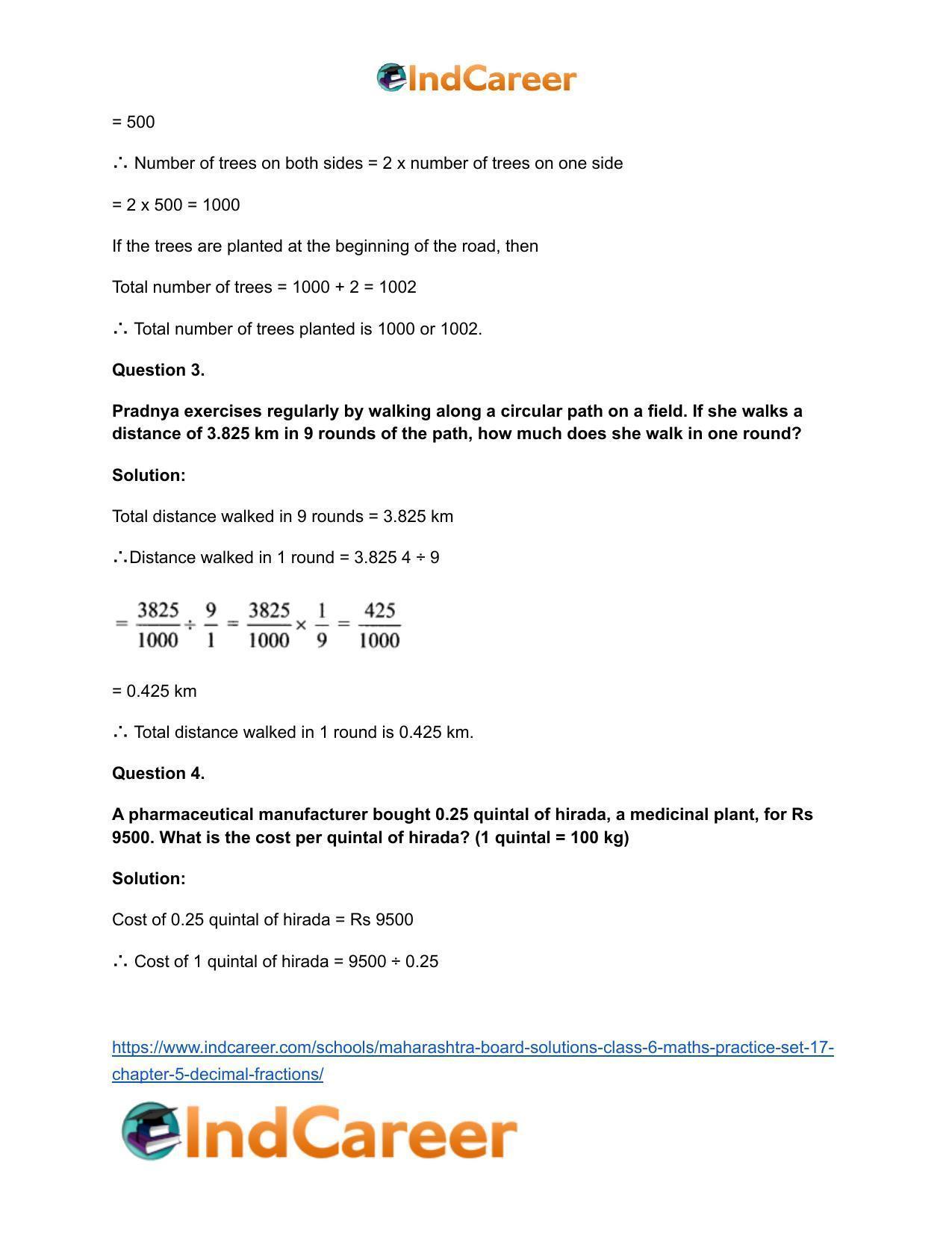 Maharashtra Board Solutions Class 6-Maths (Practice Set 17): Chapter 5- Decimal Fractions - Page 4