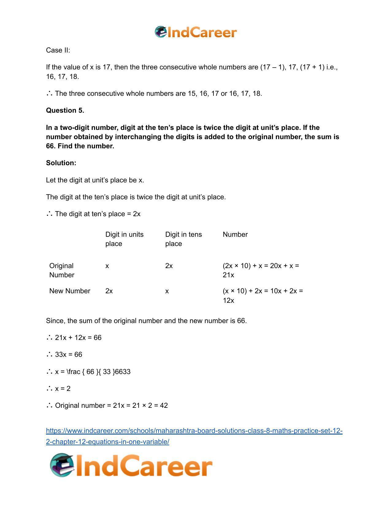 Maharashtra Board Solutions Class 8-Maths (Practice Set 12.2): Chapter 12- Equations in One Variable - Page 6