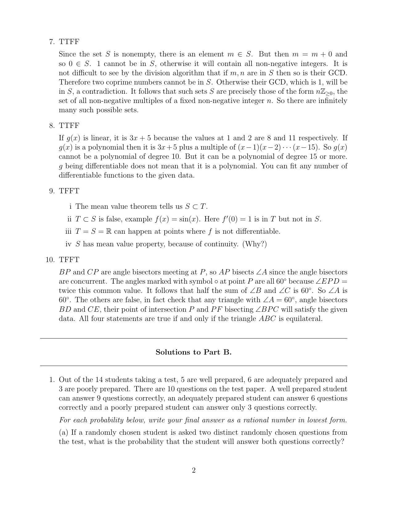 CMI Entrance Exam 2016 Solutions B.Sc (Hons.) Mathematics and Computer Science - Page 2
