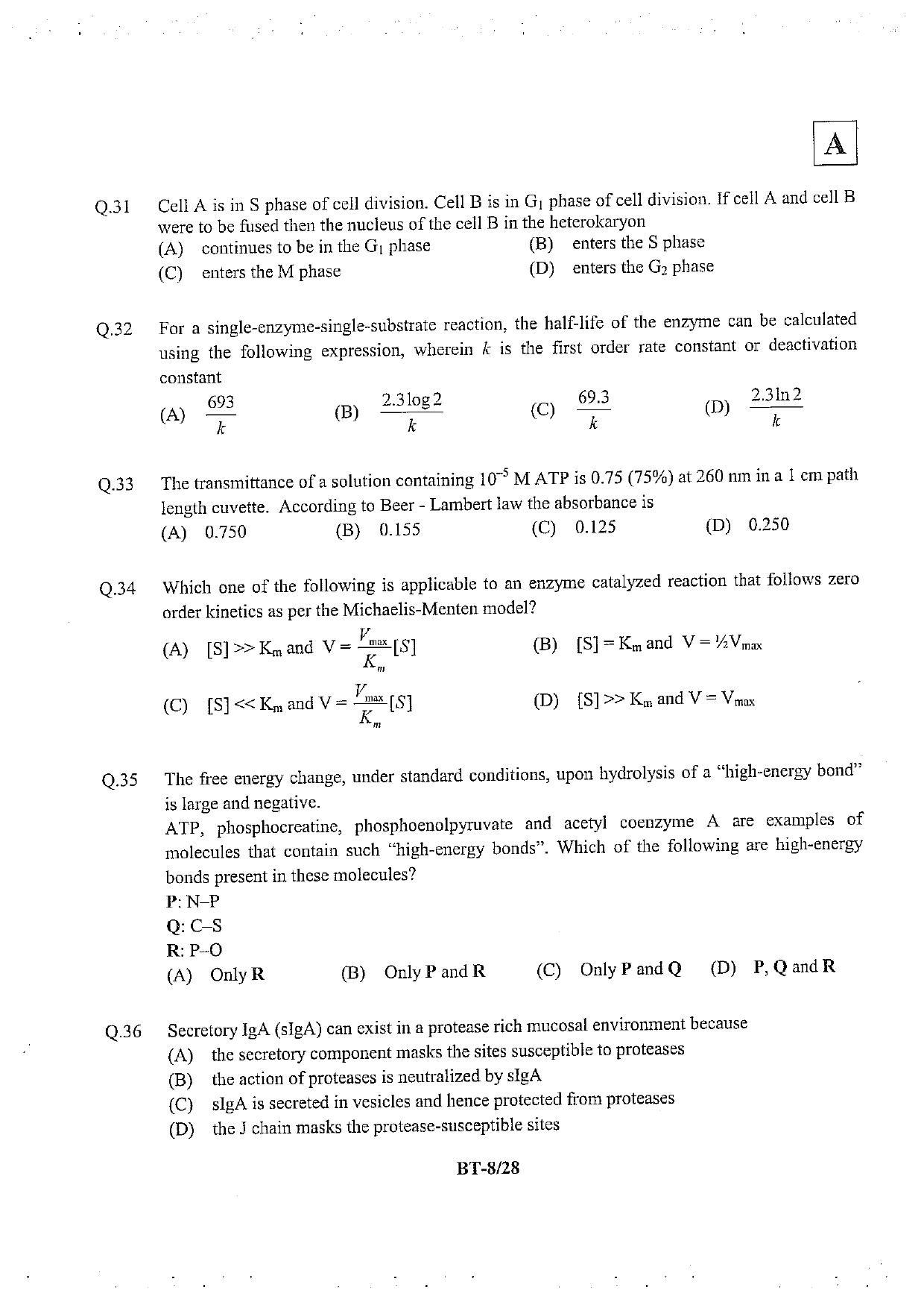 JAM 2013: BT Question Paper - Page 9