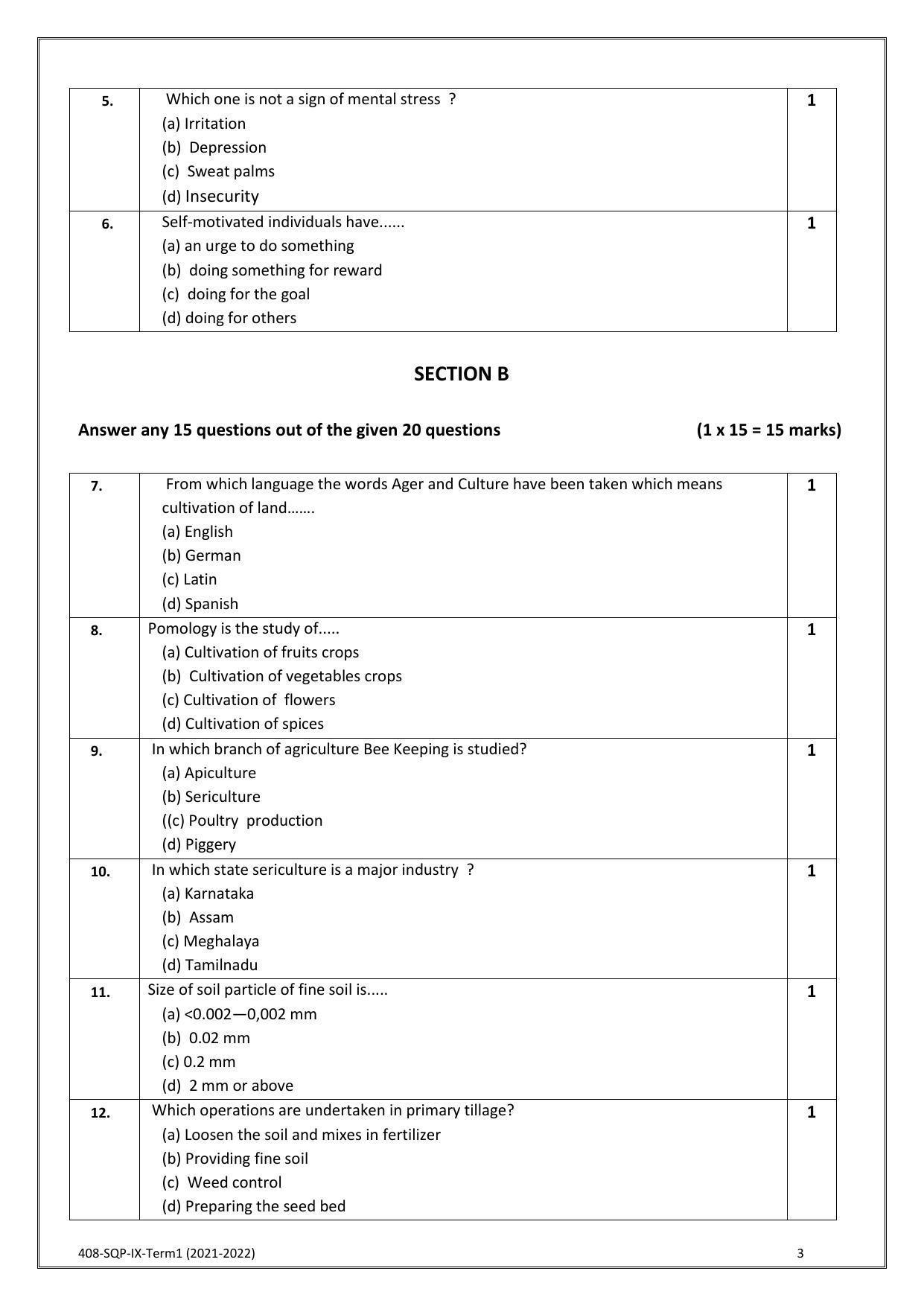 CBSE Class 10 Skill Education (Term I) - Agriculture Sample Paper 2021-22 - Page 3