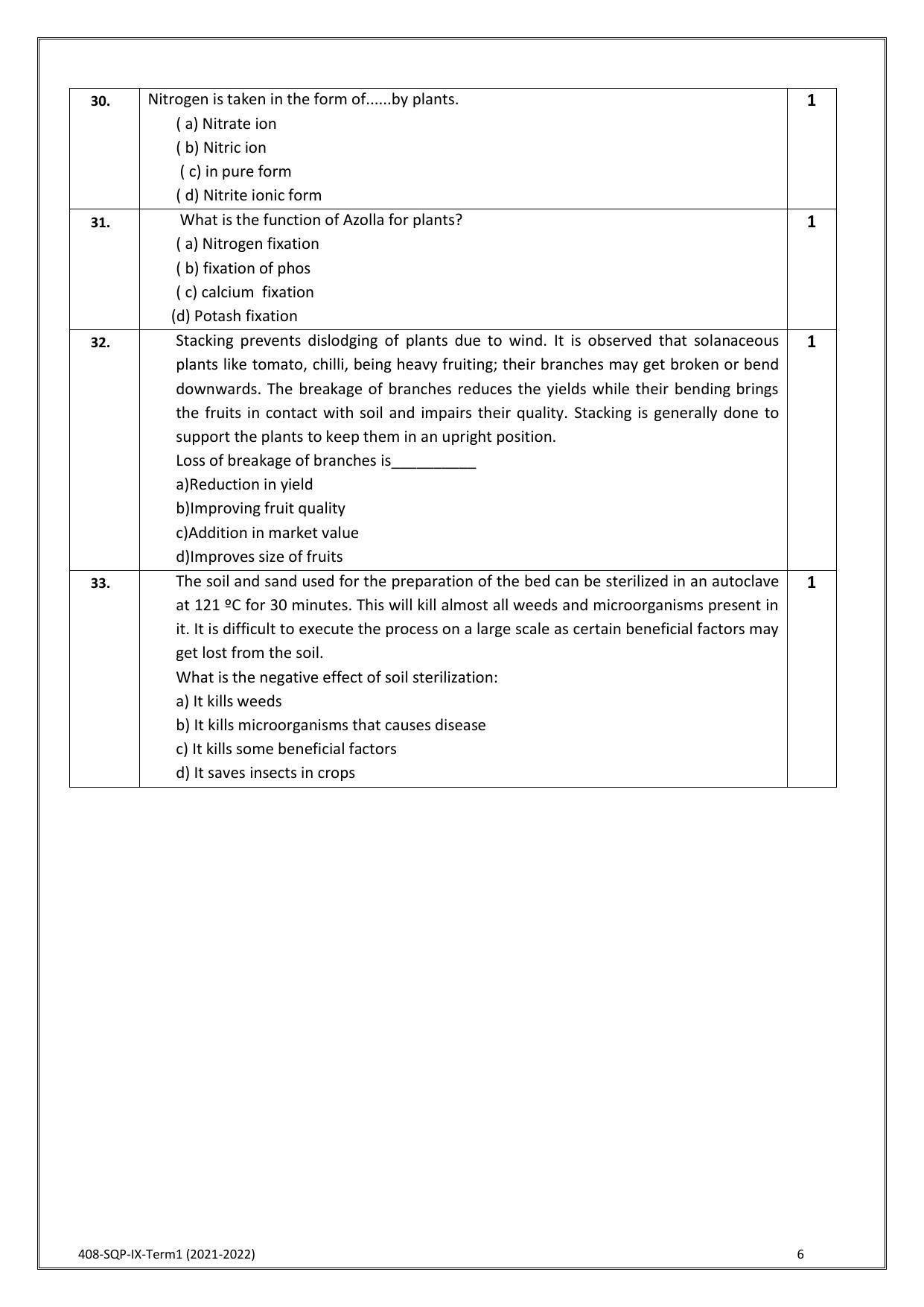 CBSE Class 10 Skill Education (Term I) - Agriculture Sample Paper 2021-22 - Page 6