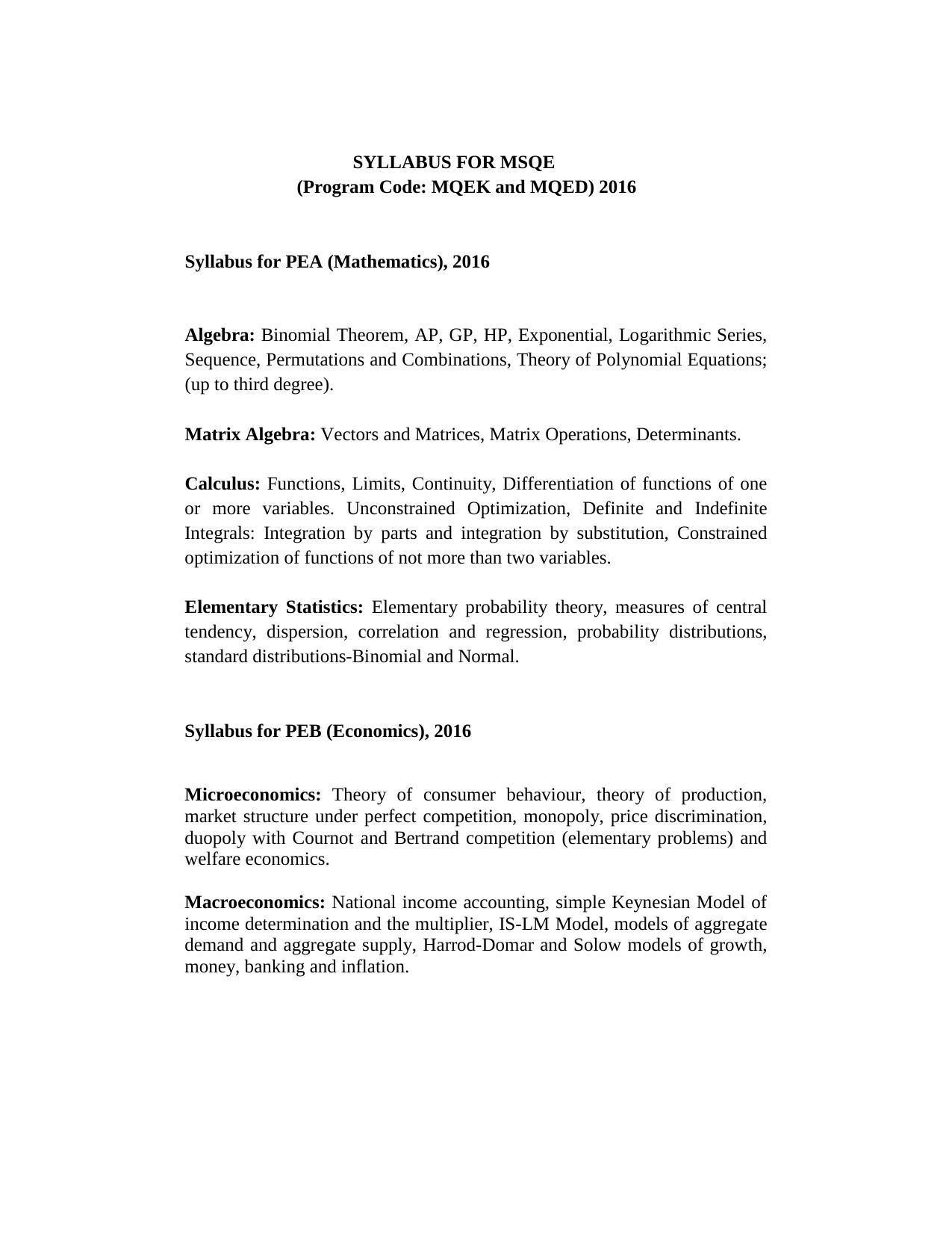 ISI Admission Test M.S.(QE) PEB 2016 Sample Paper - Page 1