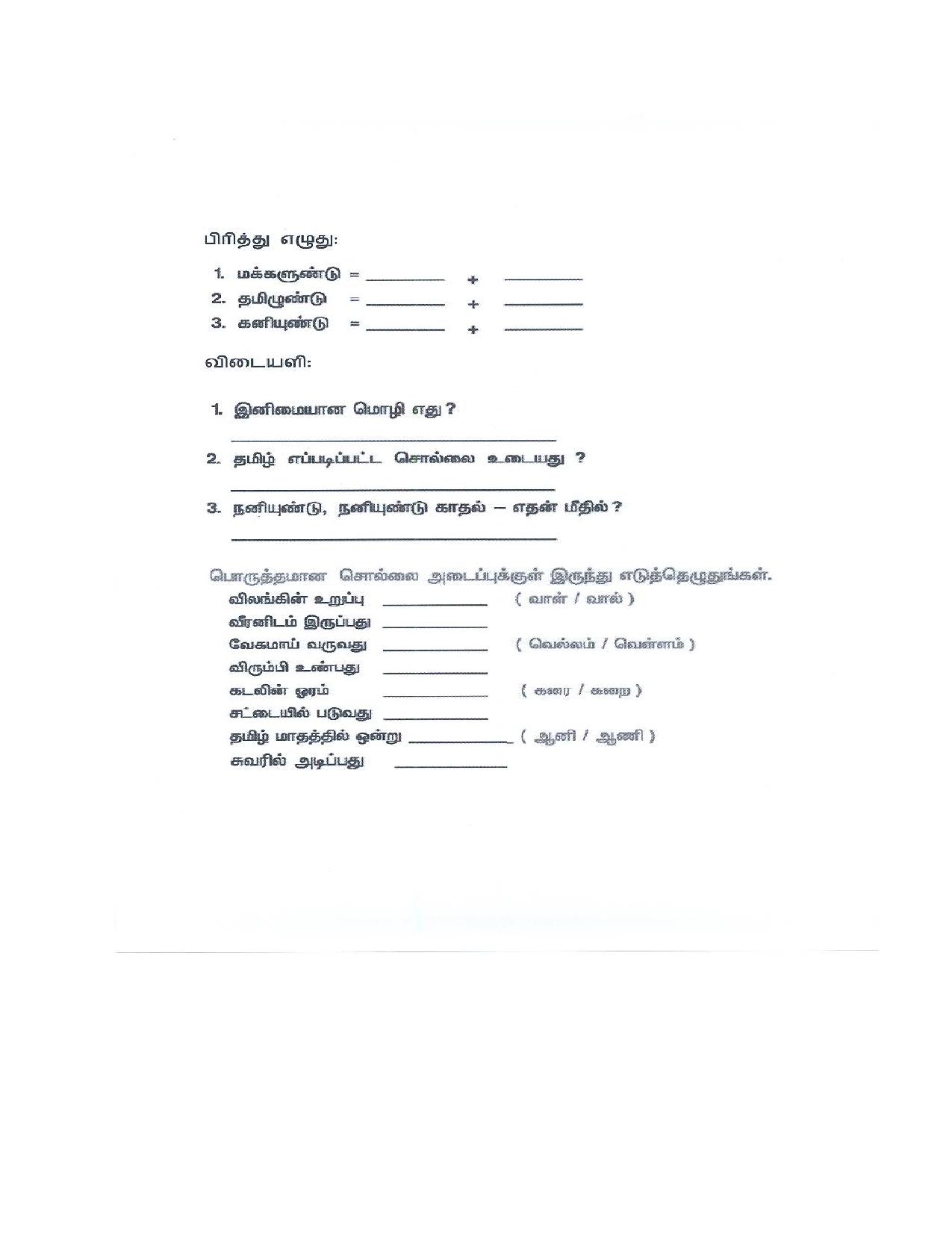 Worksheet for Class 5 Tamil Assignment 7 - Page 4