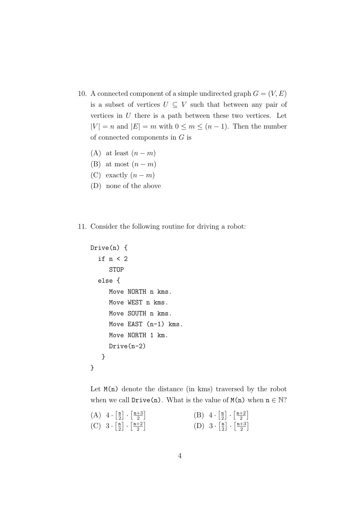 ISI Admission Test M.Tech (CrS) Cryptology and Security (PCA) 2024 Sample Paper - Page 4