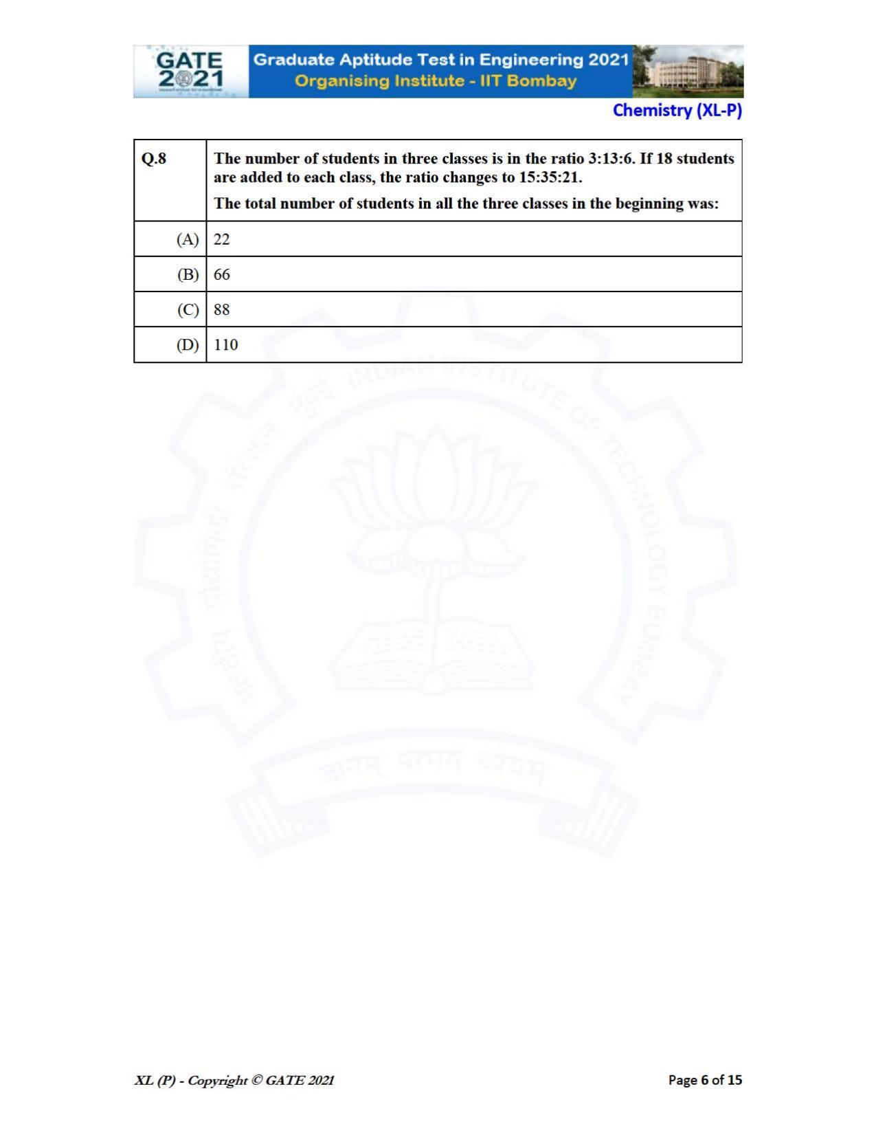 GATE 2021 Life Sciences (XL) Question Paper - Page 6