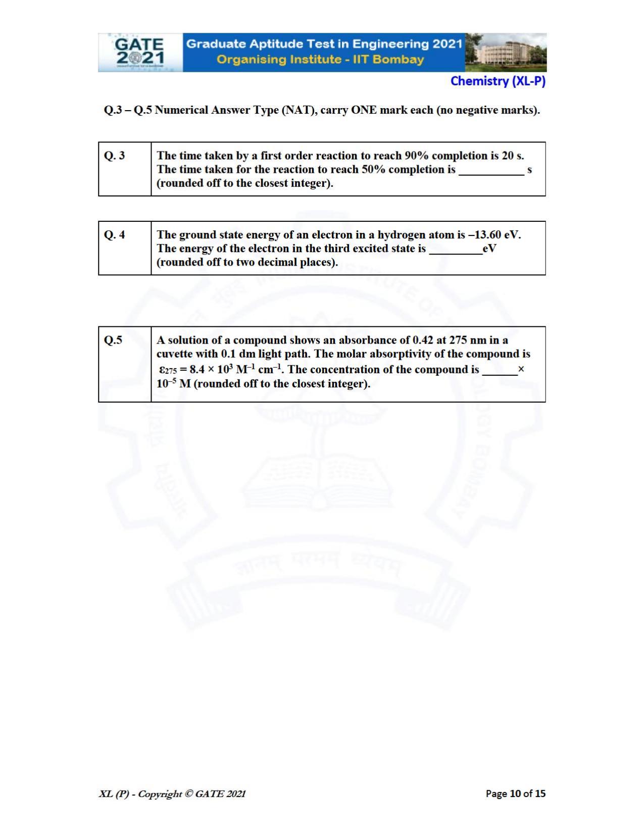 GATE 2021 Life Sciences (XL) Question Paper - Page 10