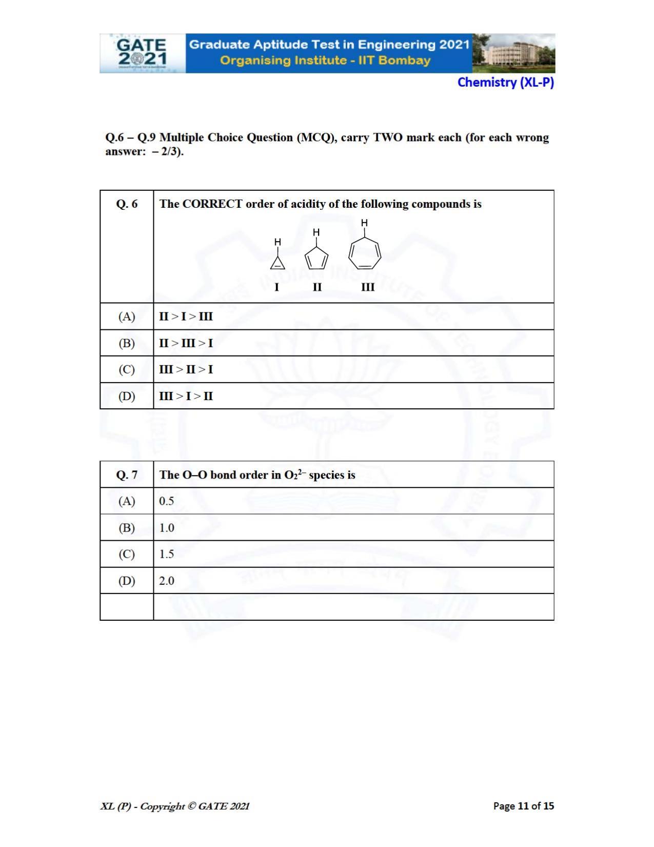 GATE 2021 Life Sciences (XL) Question Paper - Page 11