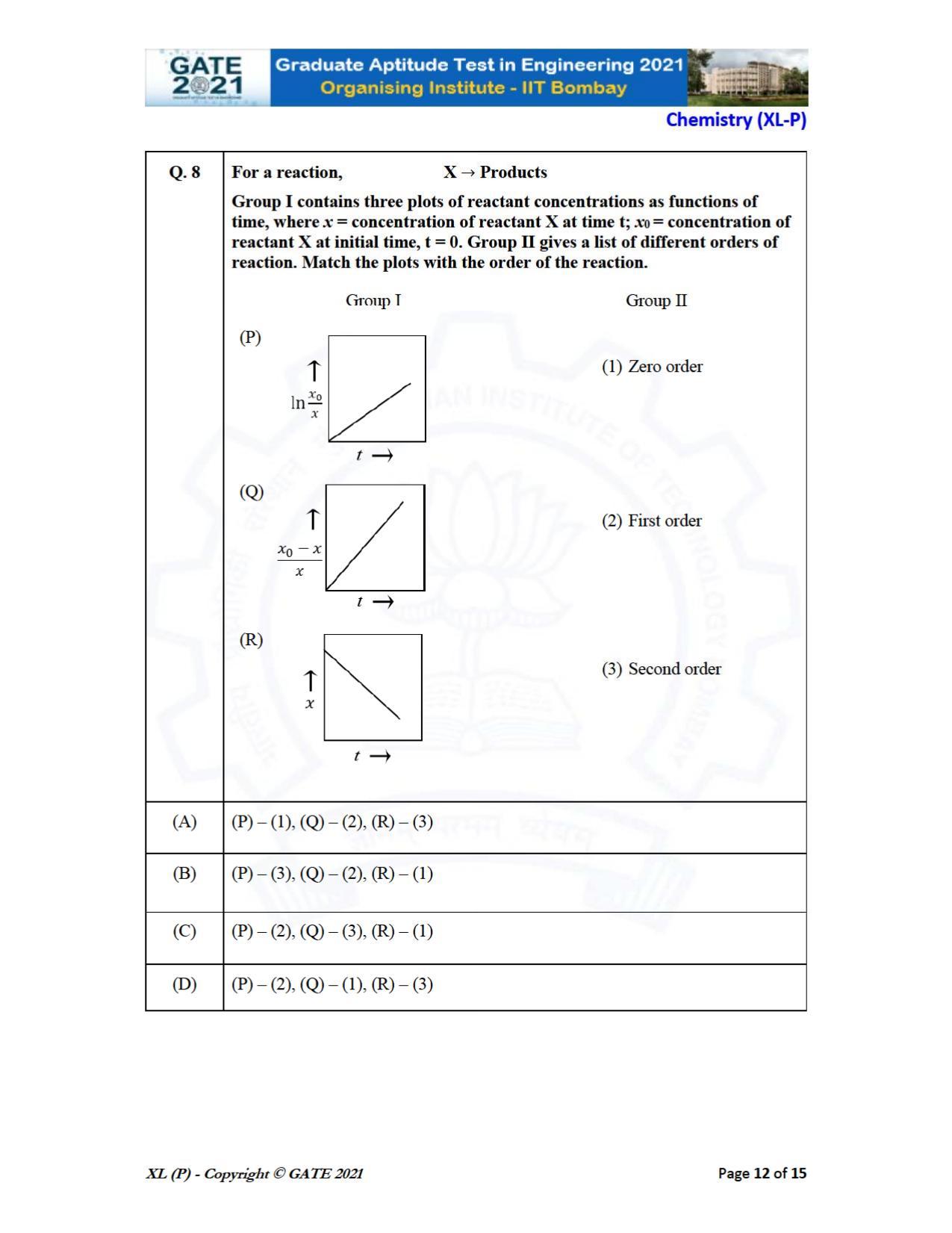 GATE 2021 Life Sciences (XL) Question Paper - Page 12