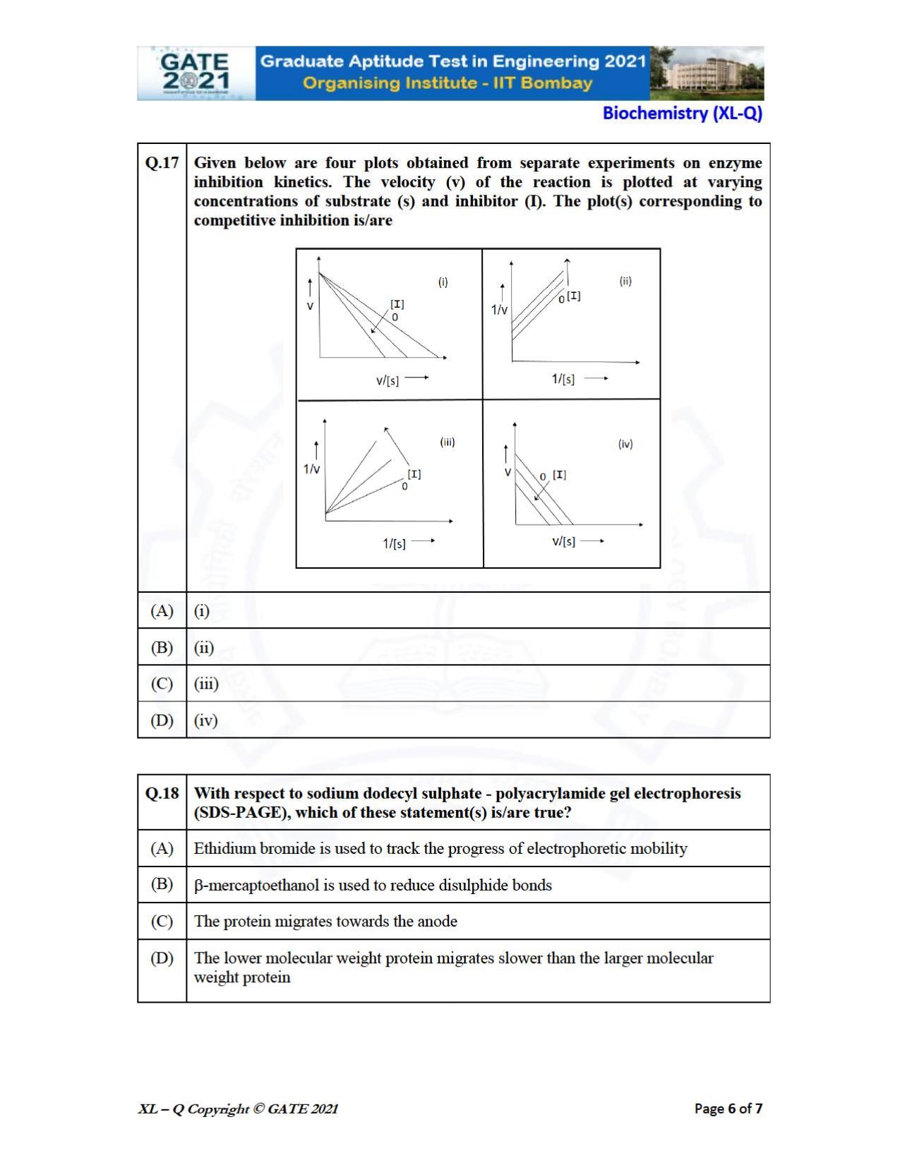 GATE 2021 Life Sciences (XL) Question Paper - Page 23