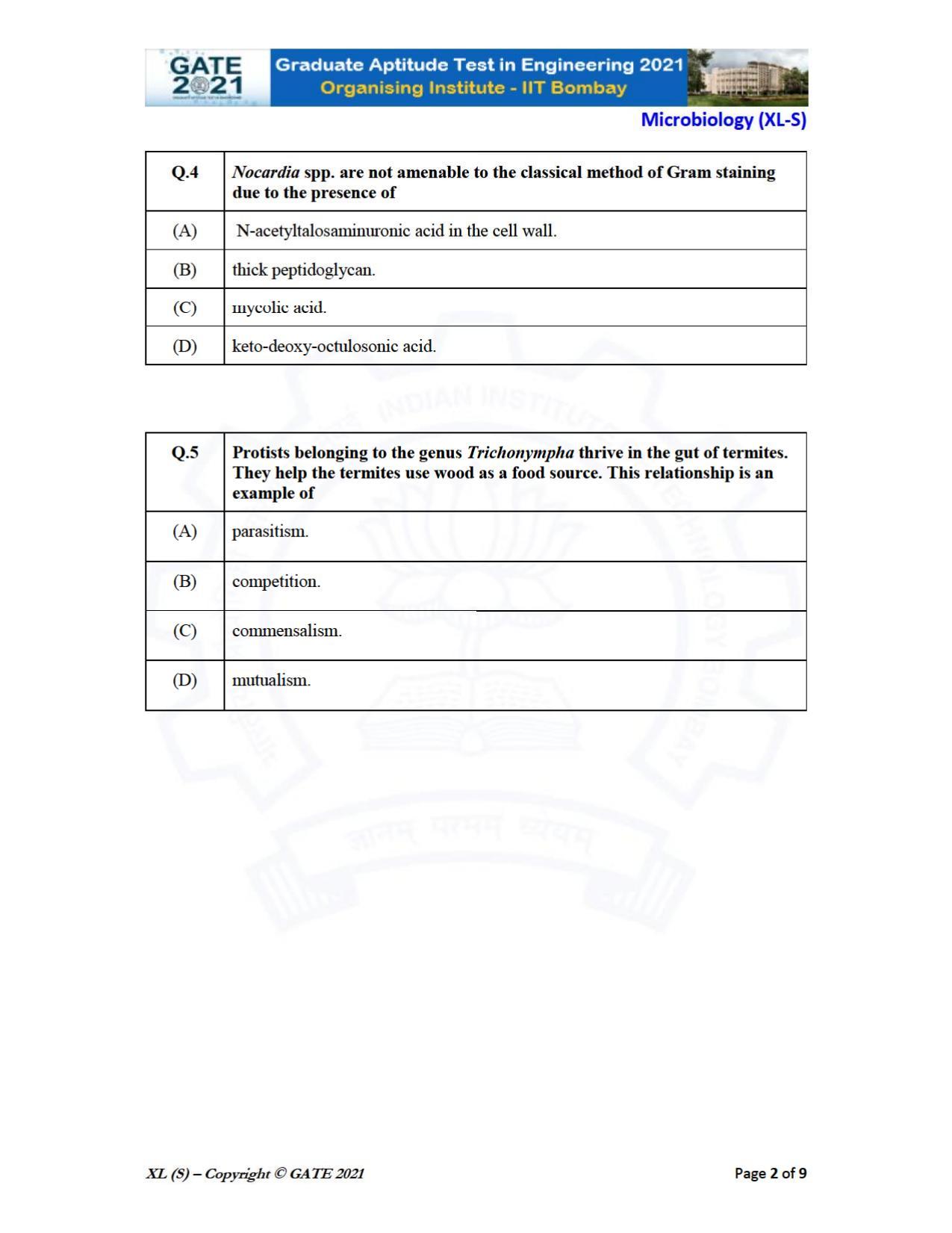 GATE 2021 Life Sciences (XL) Question Paper - Page 41