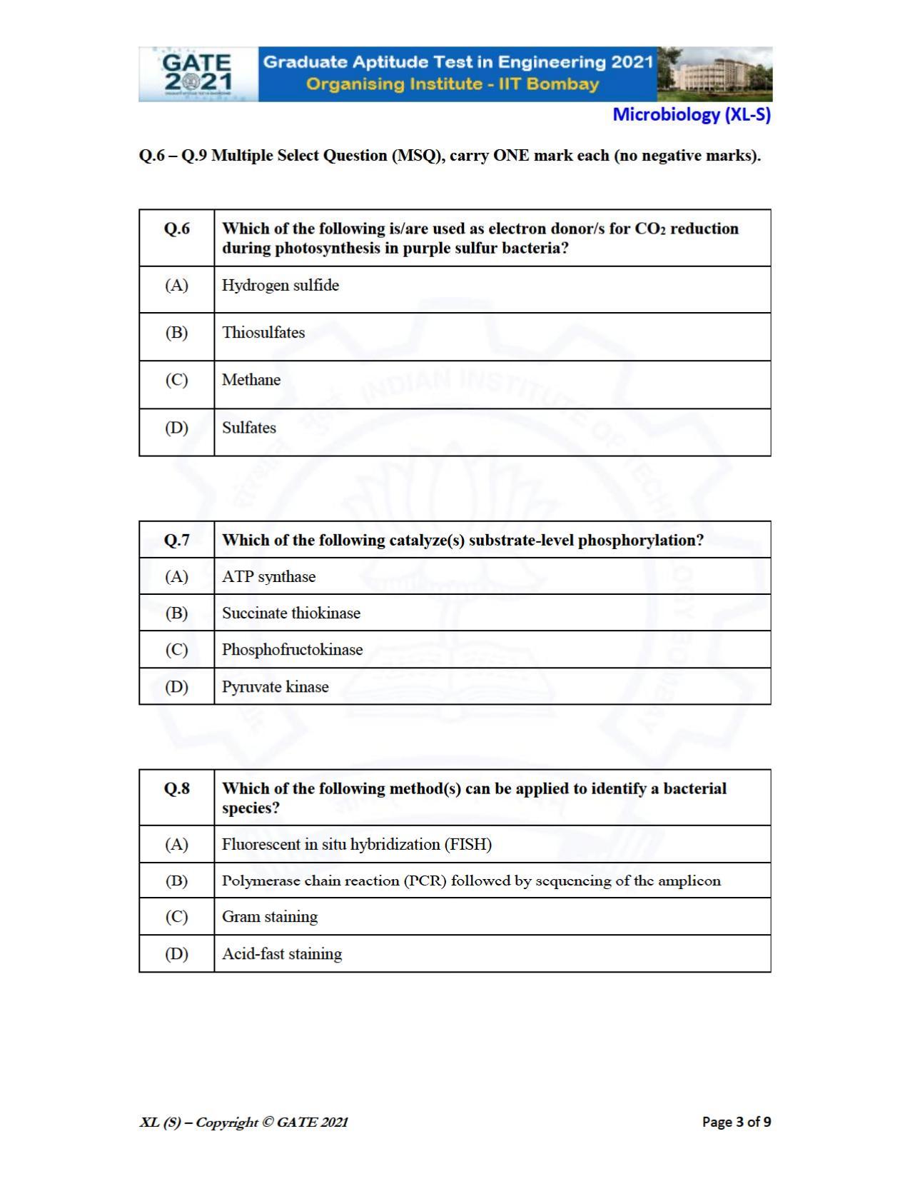 GATE 2021 Life Sciences (XL) Question Paper - Page 42