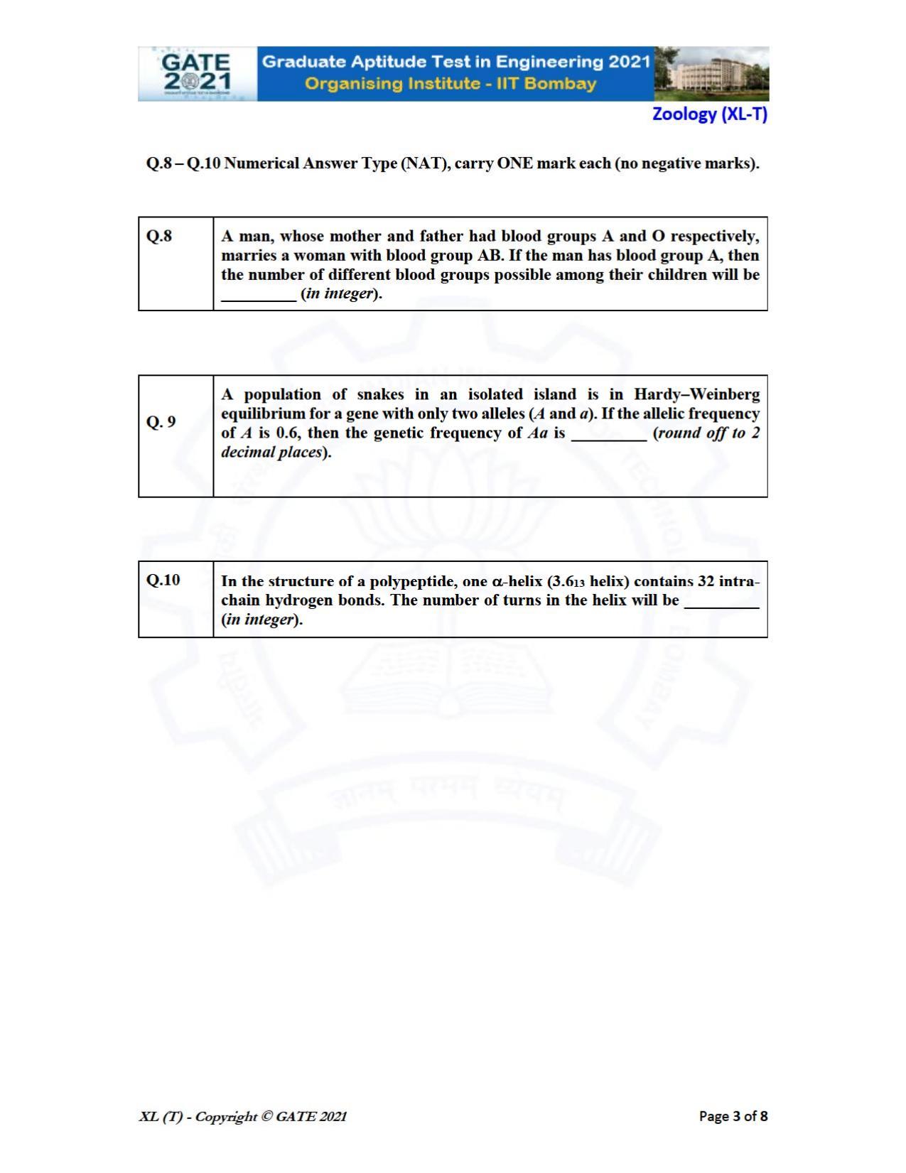 GATE 2021 Life Sciences (XL) Question Paper - Page 52