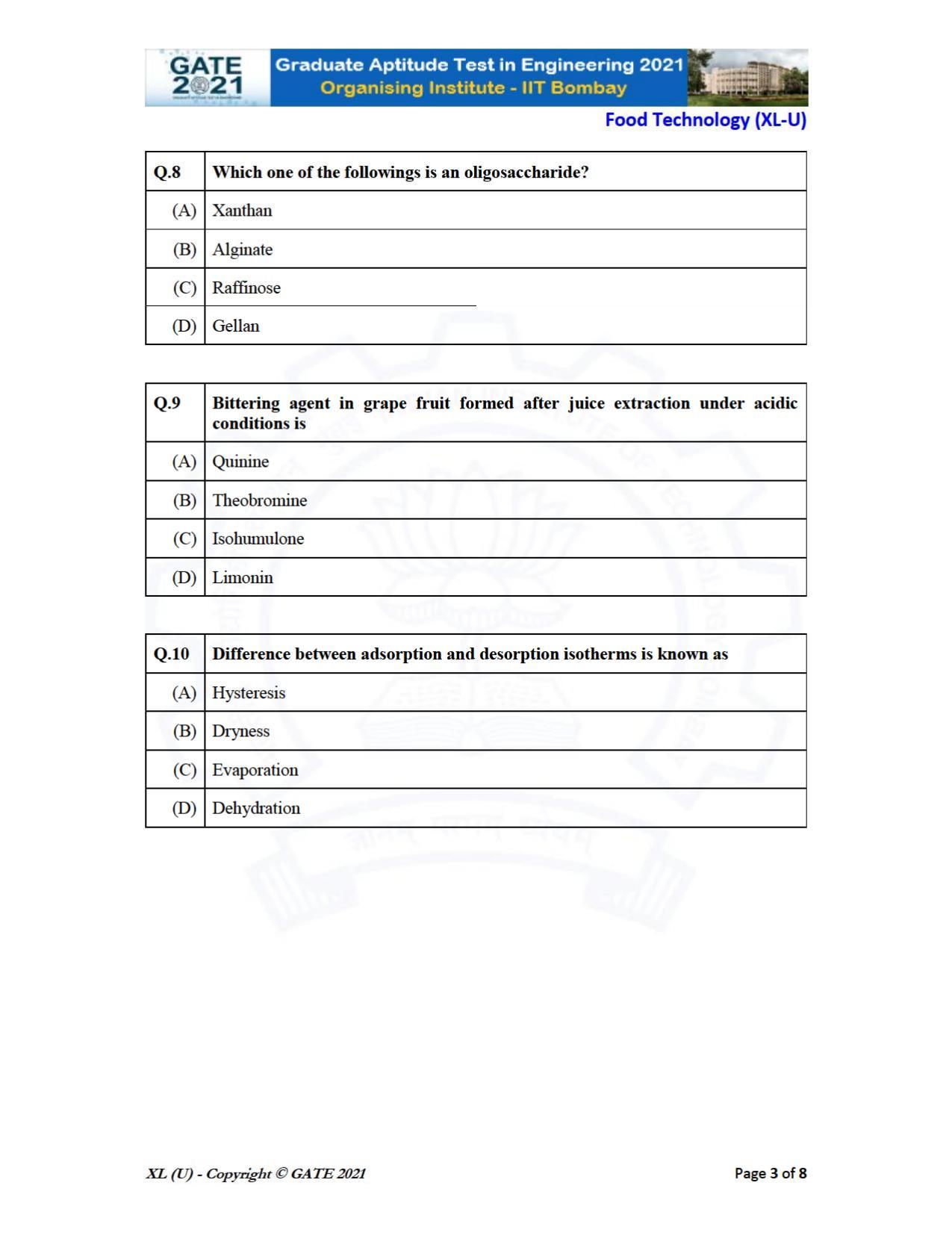 GATE 2021 Life Sciences (XL) Question Paper - Page 61