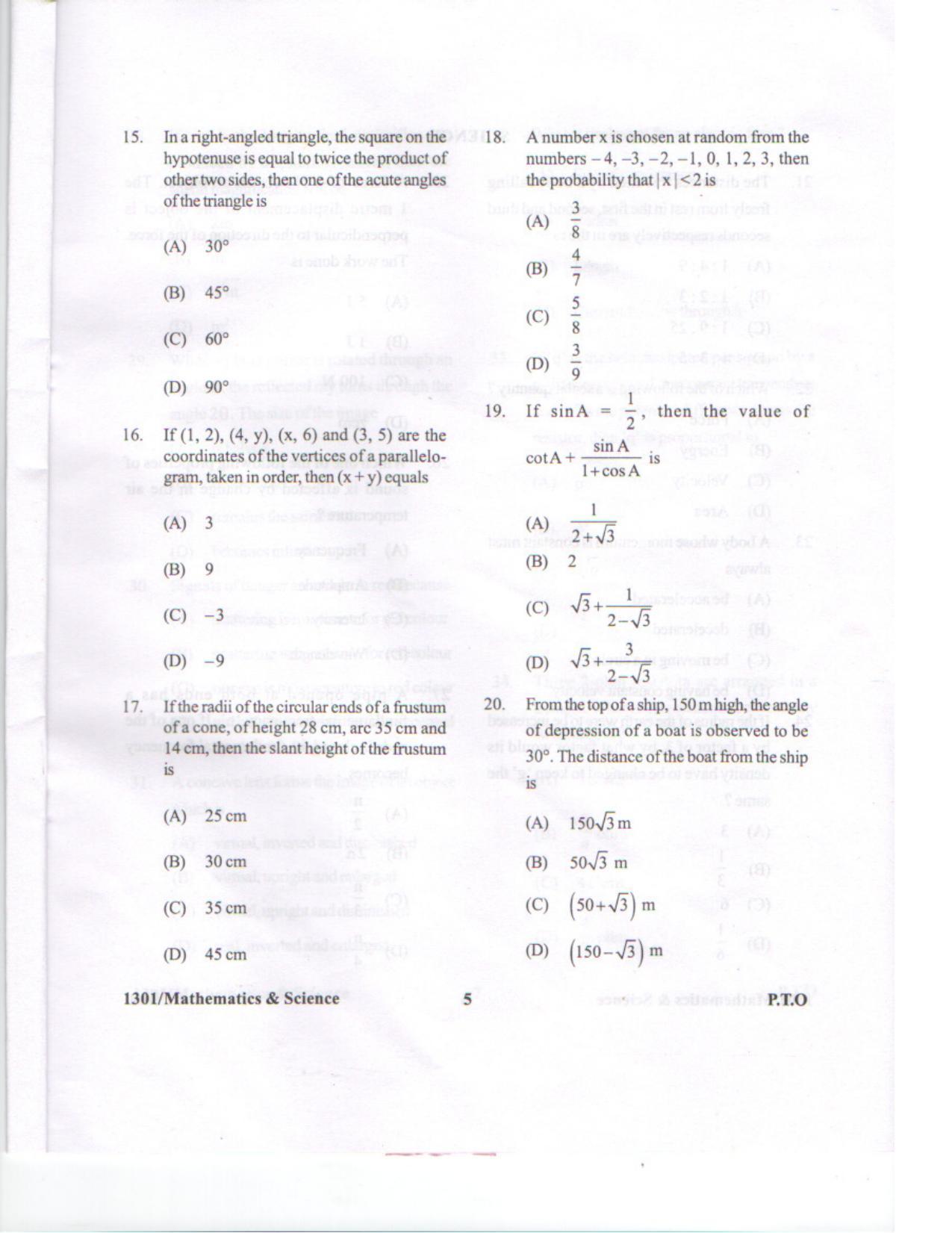 APJEE Mathematics & Science 2013 Question Paper - Page 4