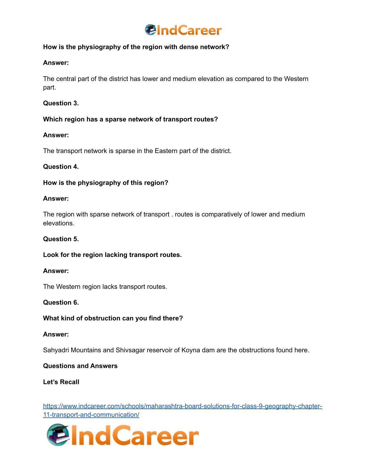 Maharashtra Board Solutions for Class 9- Geography: Chapter 11- Transport and Communication - Page 8