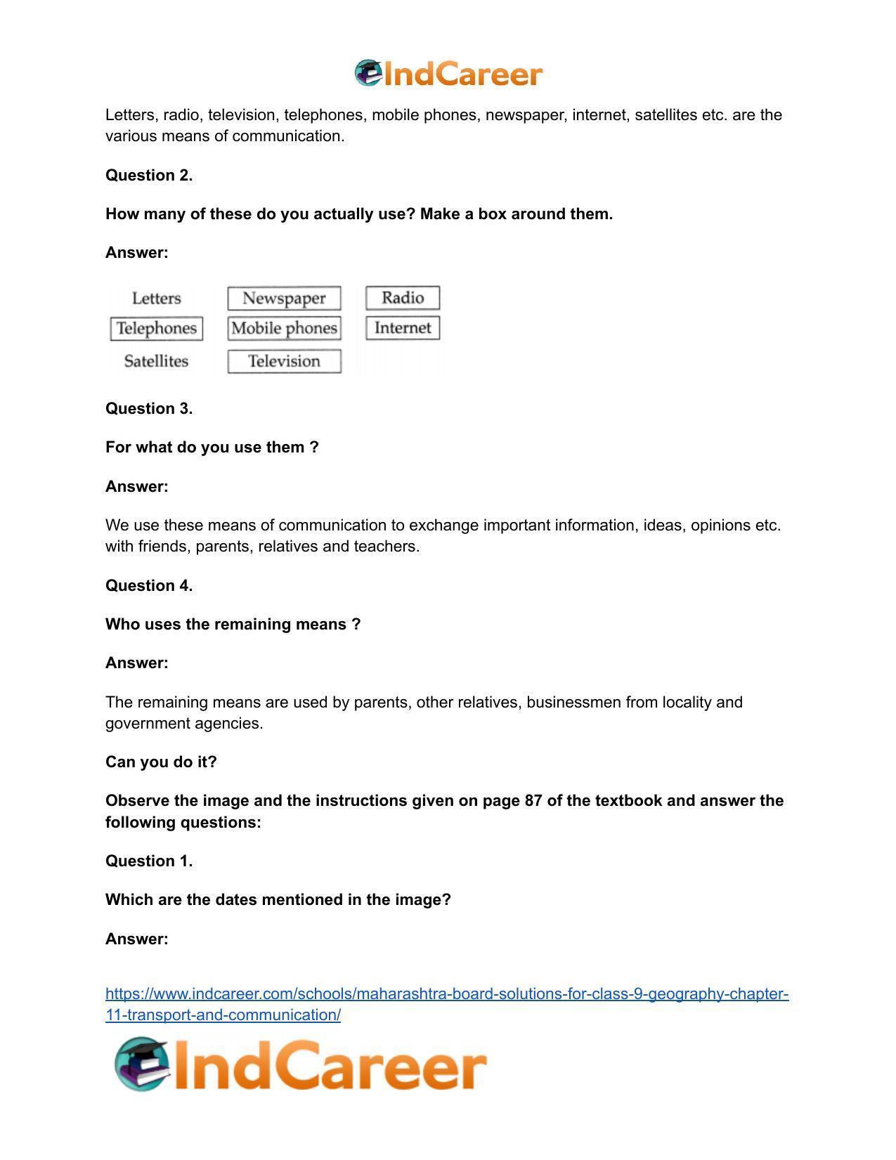 Maharashtra Board Solutions for Class 9- Geography: Chapter 11- Transport and Communication - Page 12