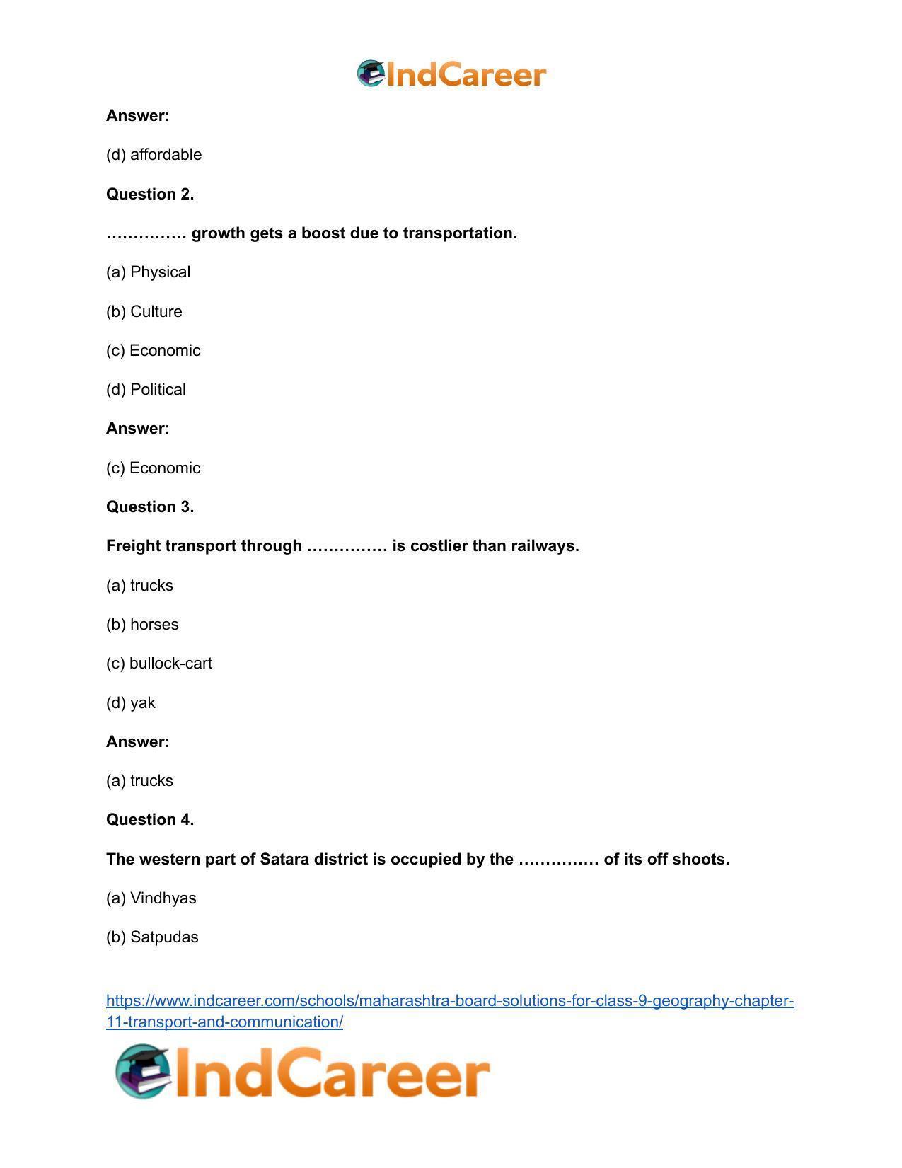 Maharashtra Board Solutions for Class 9- Geography: Chapter 11- Transport and Communication - Page 15
