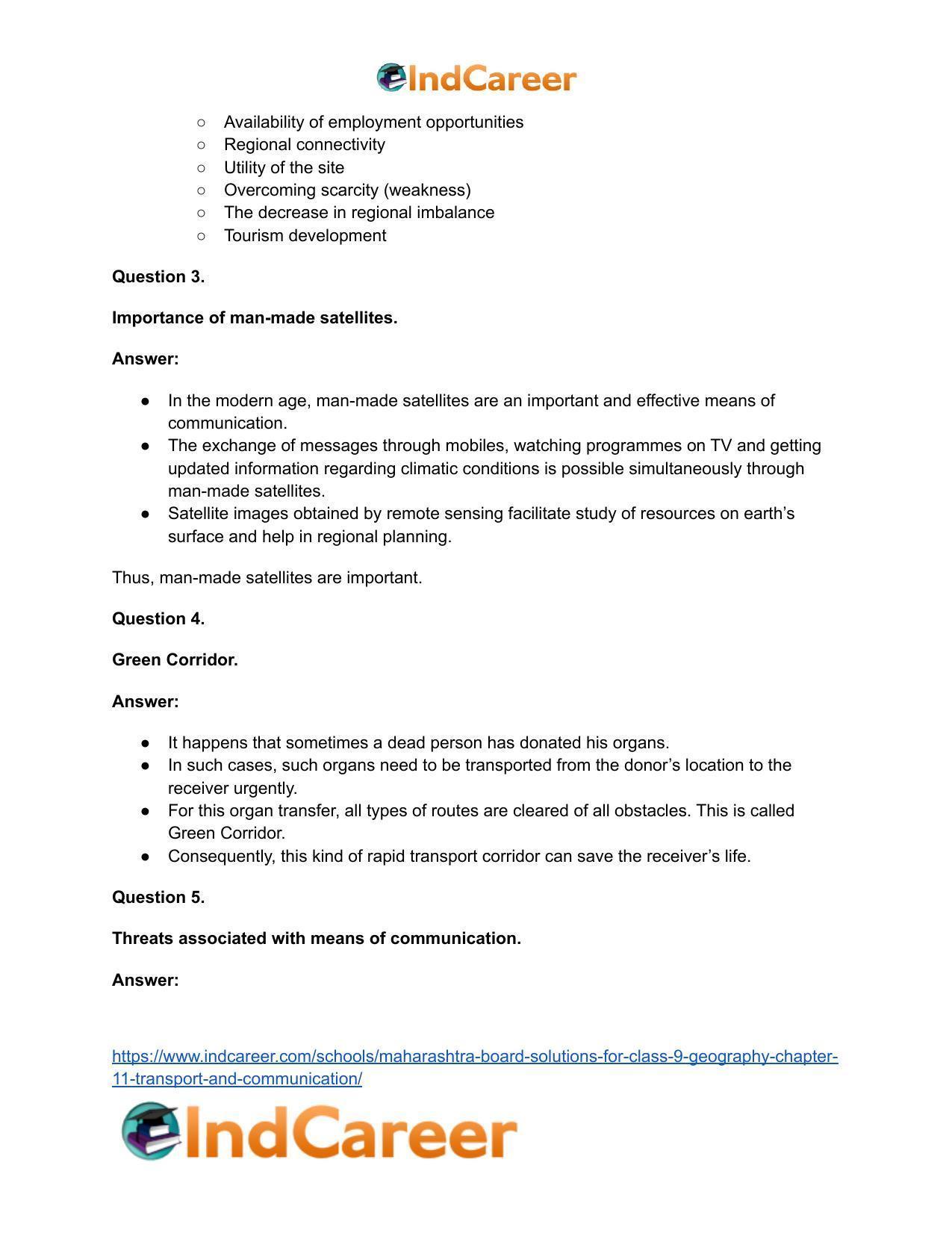Maharashtra Board Solutions for Class 9- Geography: Chapter 11- Transport and Communication - Page 24