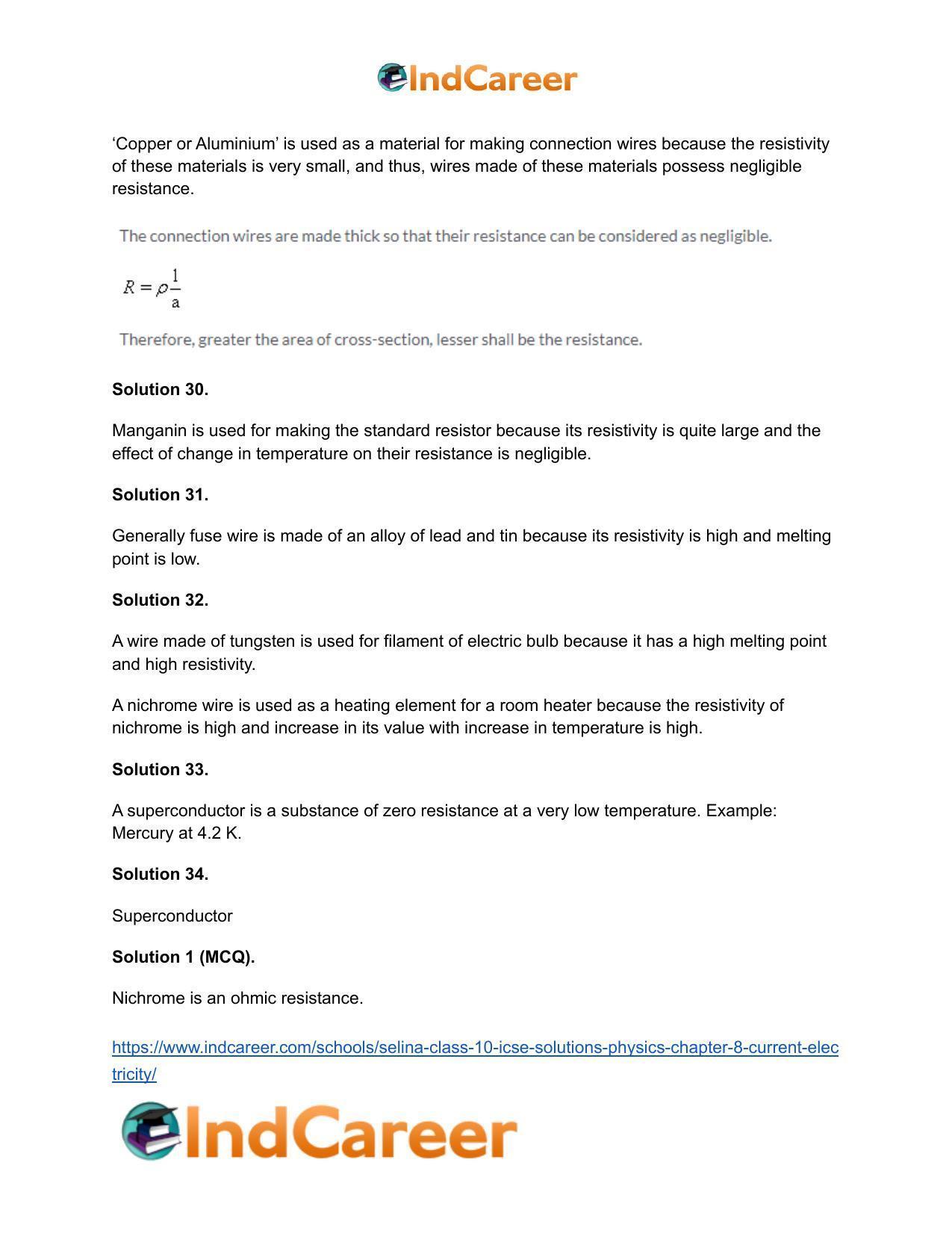 Selina Class 10 ICSE Solutions Physics : Chapter 8- Current Electricity - Page 8
