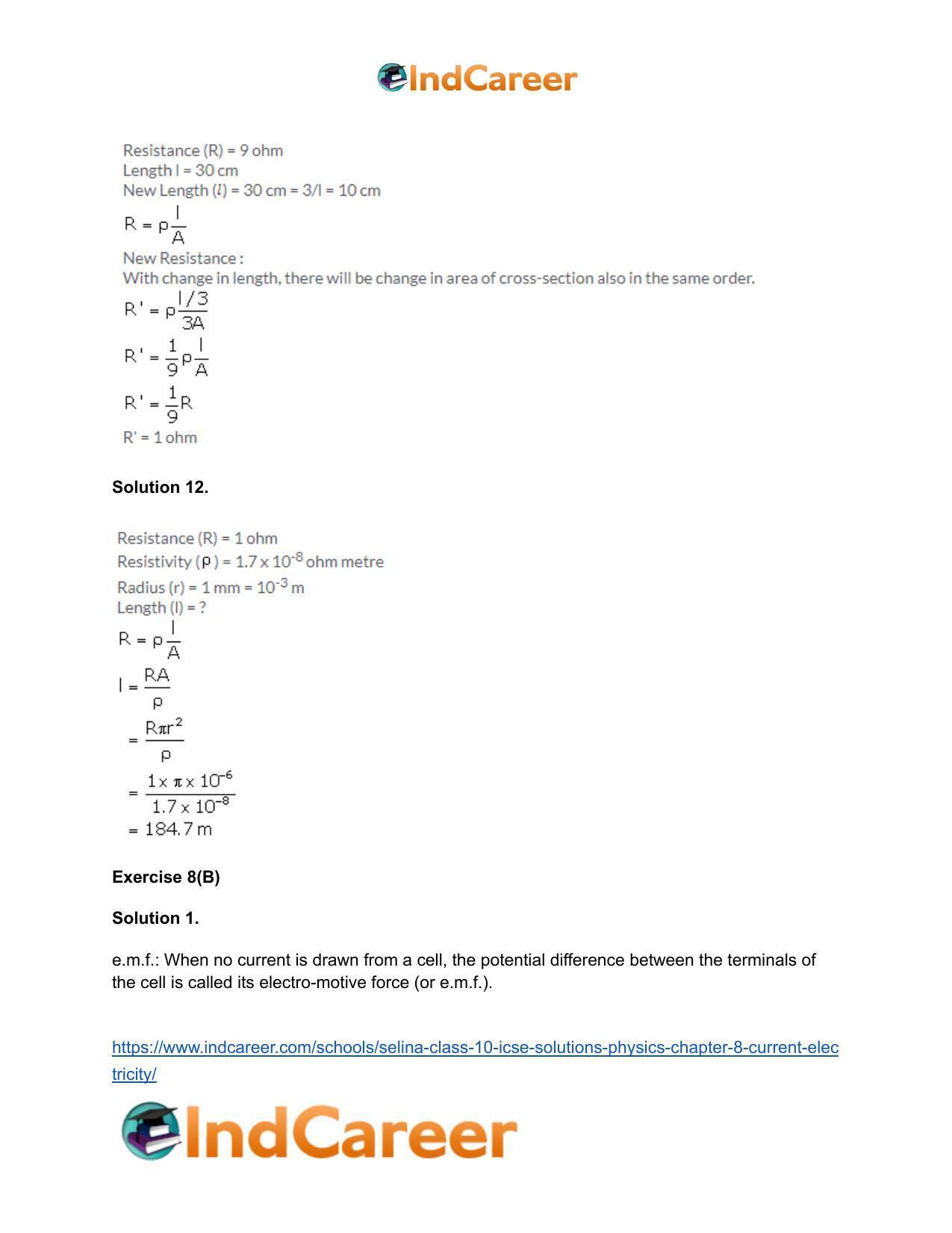 Selina Class 10 ICSE Solutions Physics : Chapter 8- Current Electricity ...