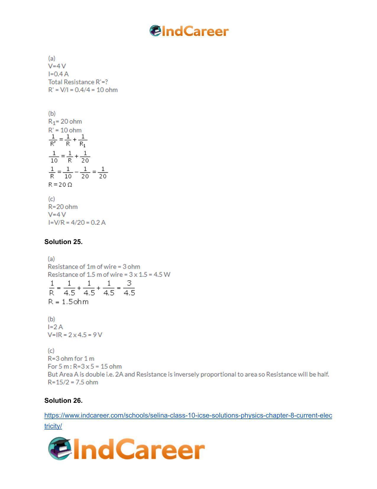 Selina Class 10 ICSE Solutions Physics : Chapter 8- Current Electricity - Page 26