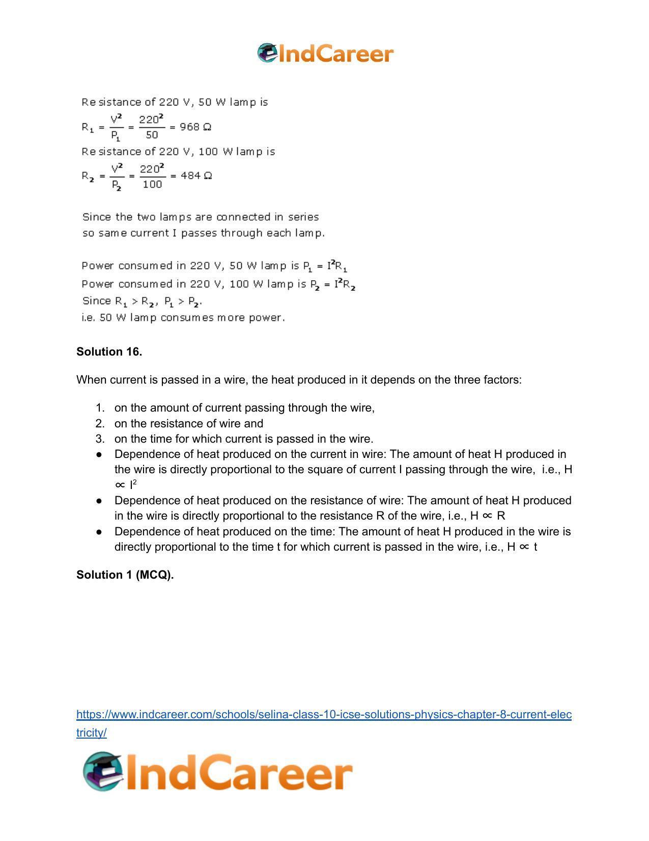 Selina Class 10 ICSE Solutions Physics : Chapter 8- Current Electricity - Page 32