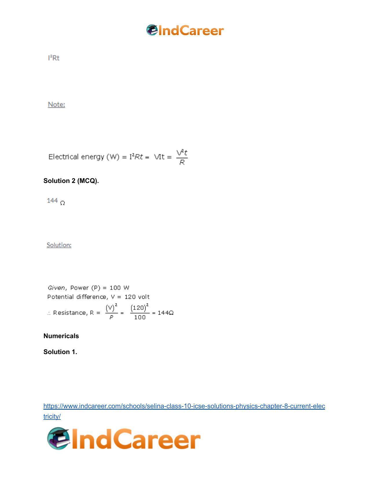Selina Class 10 ICSE Solutions Physics : Chapter 8- Current Electricity - Page 33
