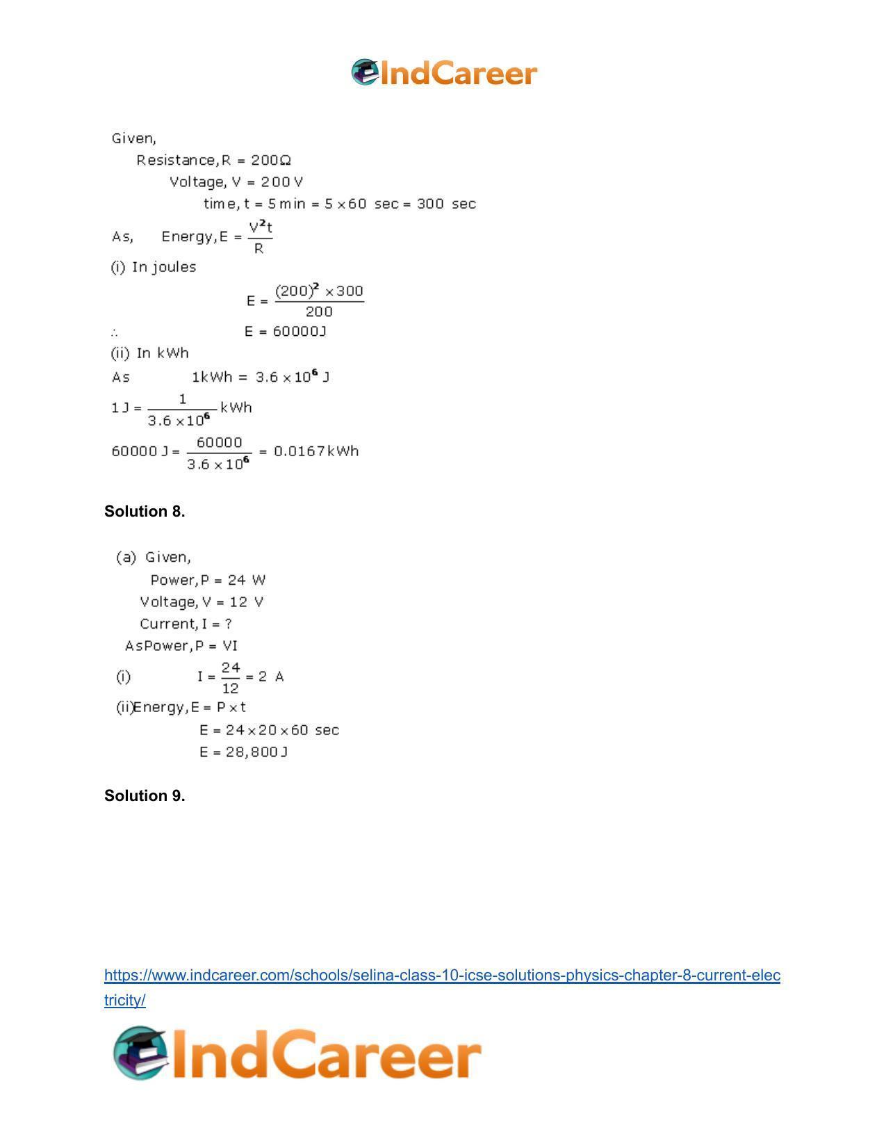 Selina Class 10 ICSE Solutions Physics : Chapter 8- Current Electricity - Page 36