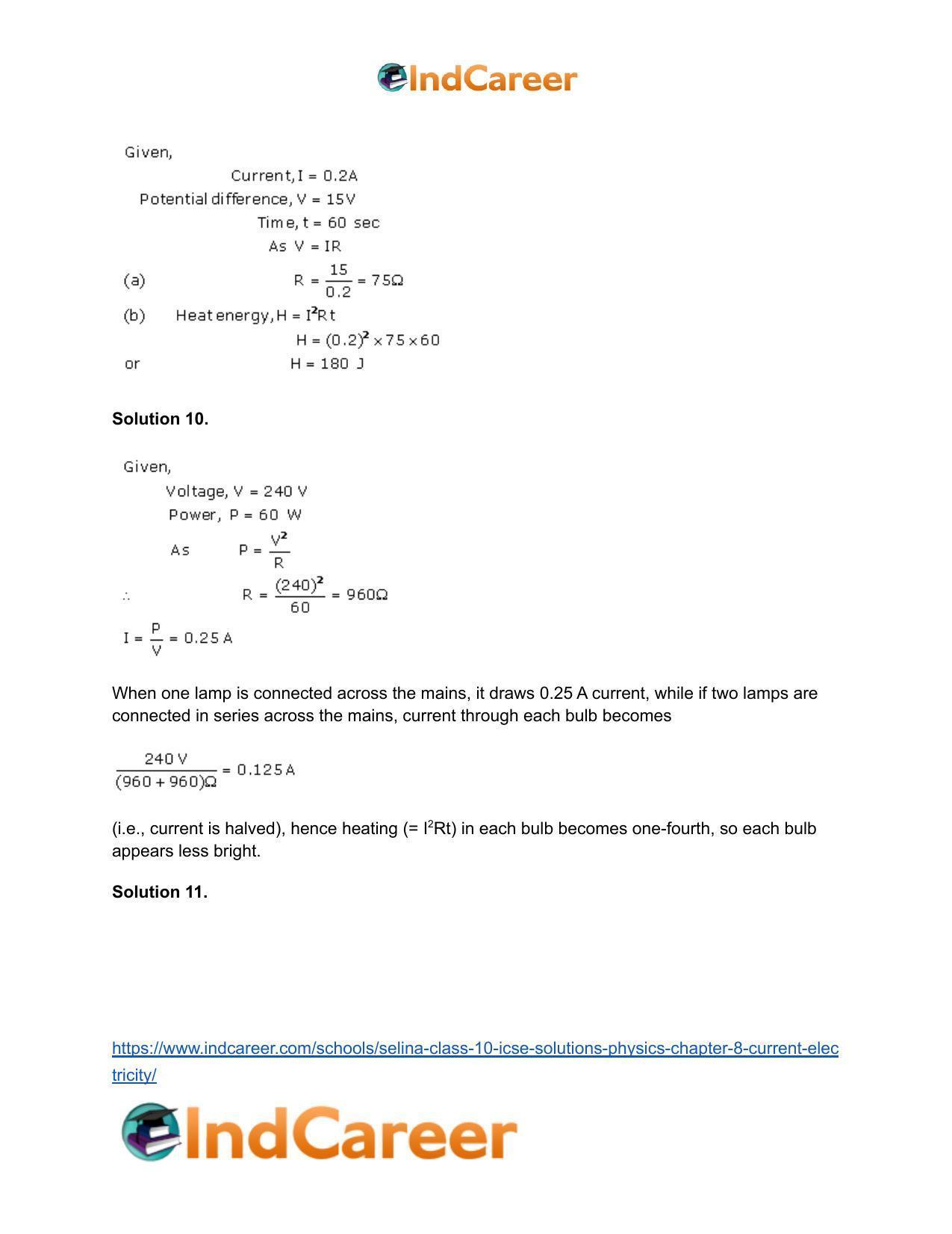 Selina Class 10 ICSE Solutions Physics : Chapter 8- Current Electricity - Page 37