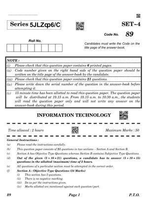 CBSE Class 10 QP_402_INFORMATION_TECH_ENGLISH 2021 Compartment Question Paper