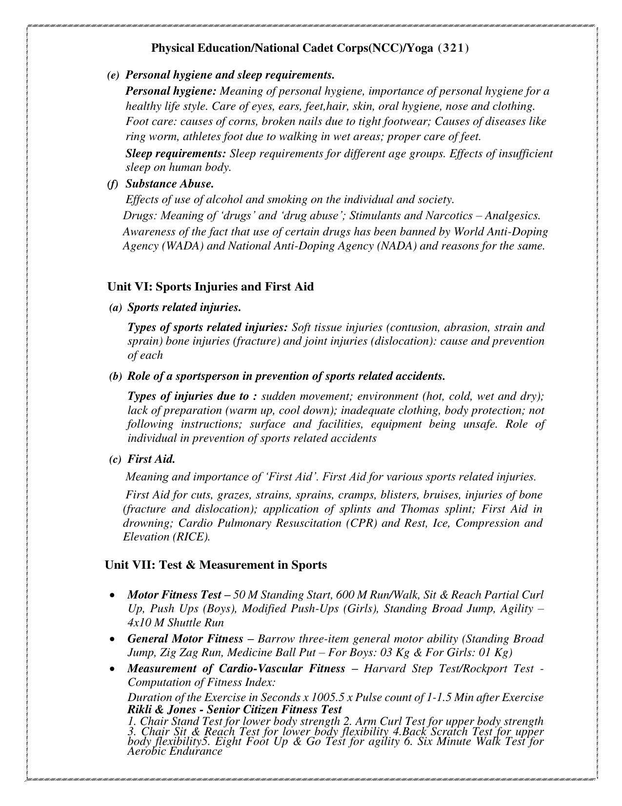 CUET Syllabus for Physical Education (English) - Page 4